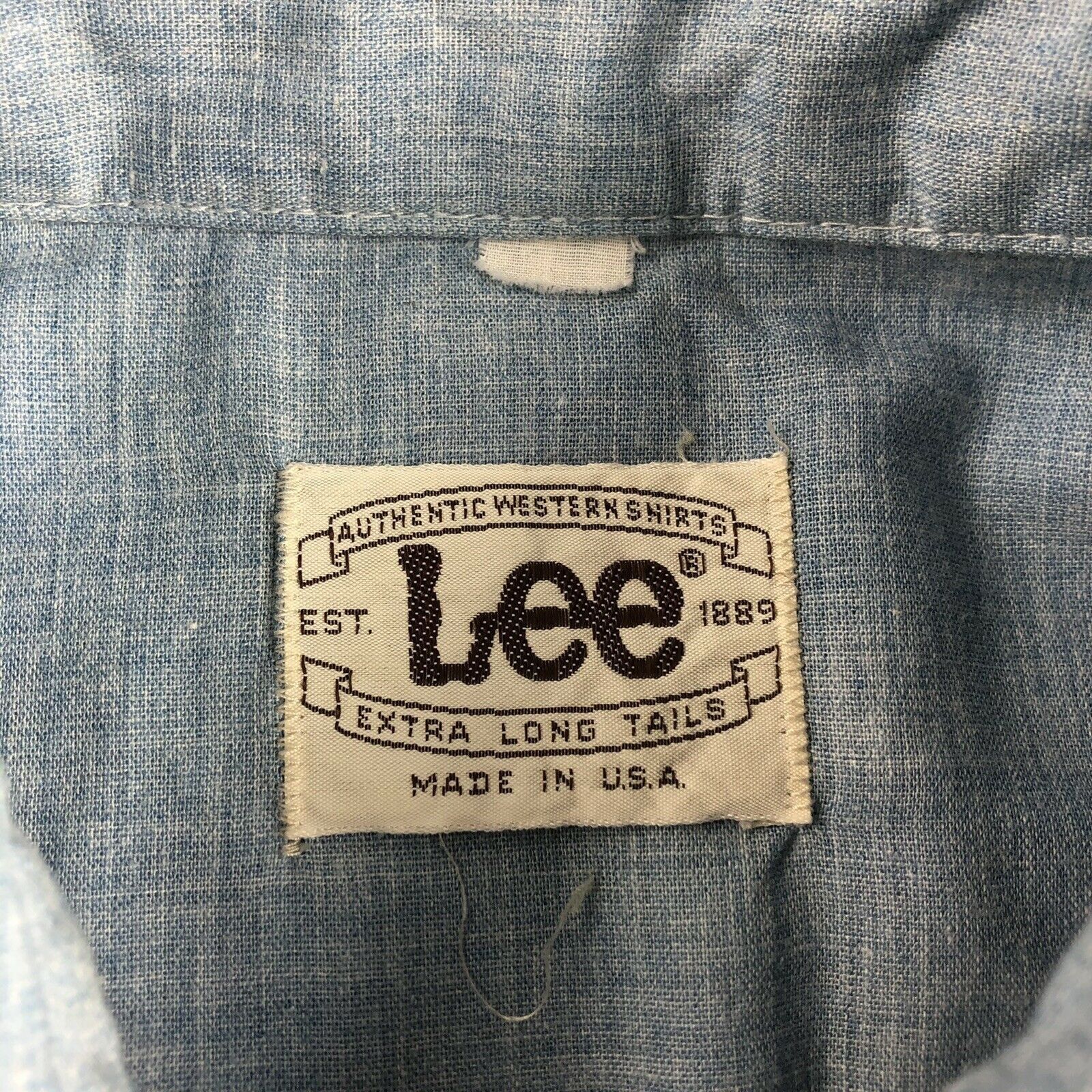 Lee × Vintage Vintage 70s 80s Lee Western Chambray Pearl Snap Shirt Size US L / EU 52-54 / 3 - 4 Thumbnail