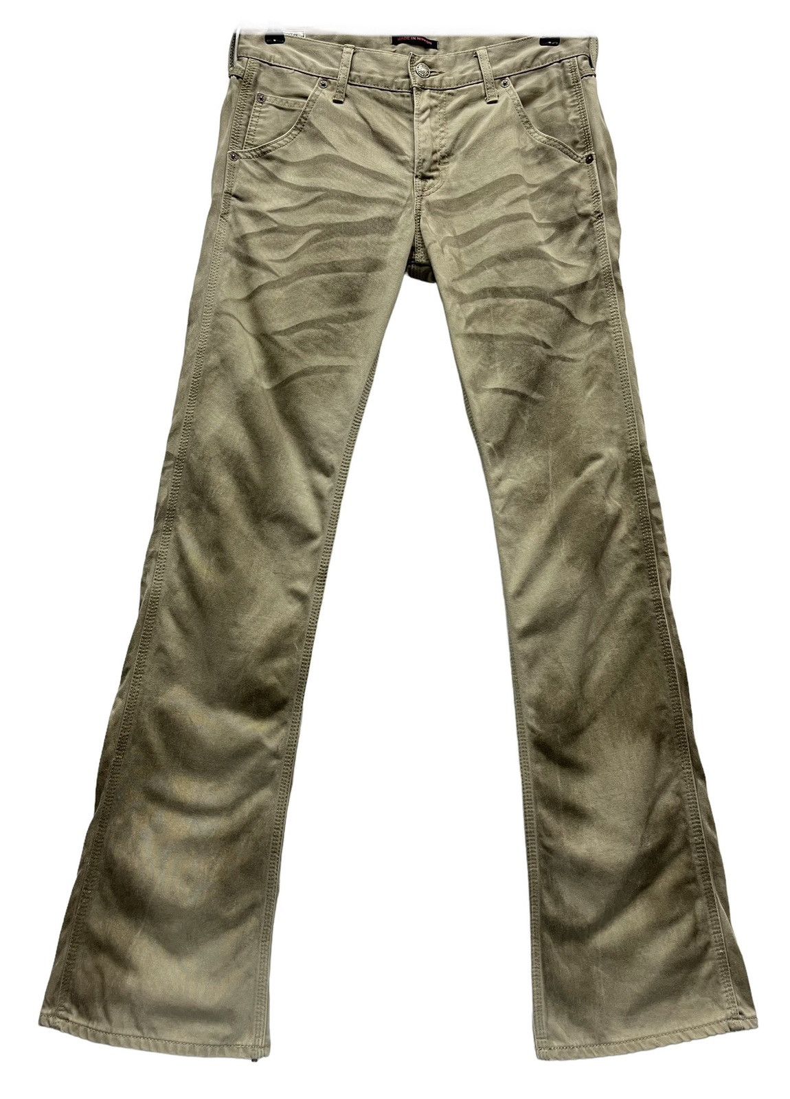 Japan Blue FYE🔥Punk Whisker Smokes Chino Cotton Flare KAPITAL Style Size US 29 - 3 Thumbnail