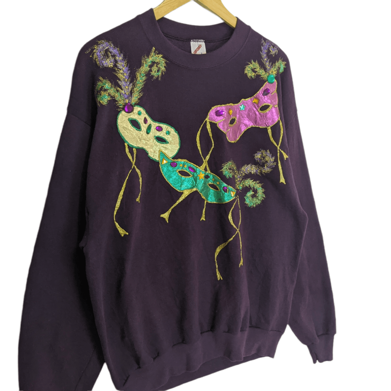 Jerzees 90's JERZEES Harlequin Masquerade Party Mask Sweatshirt Size US L / EU 52-54 / 3 - 2 Thumbnail