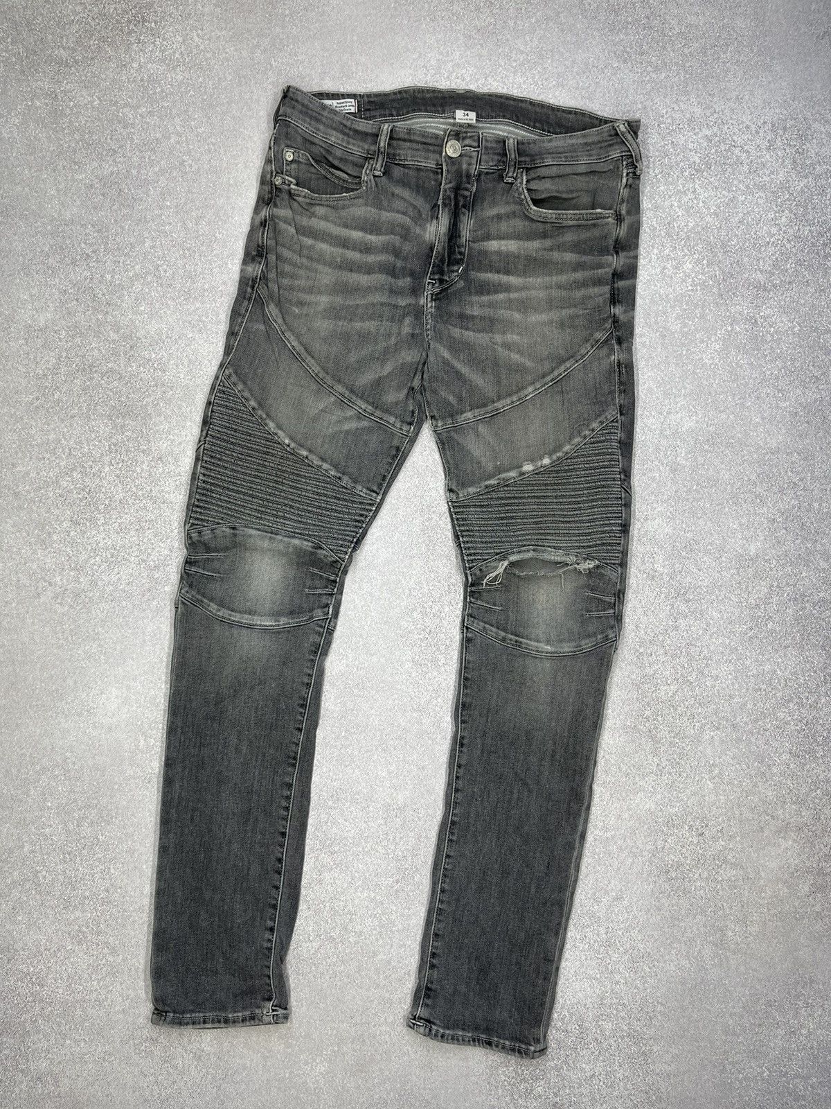 True Religion True Religion Rocco Moto SE Denim Jeans Grey Bike Size US 34 / EU 50 - 5 Thumbnail
