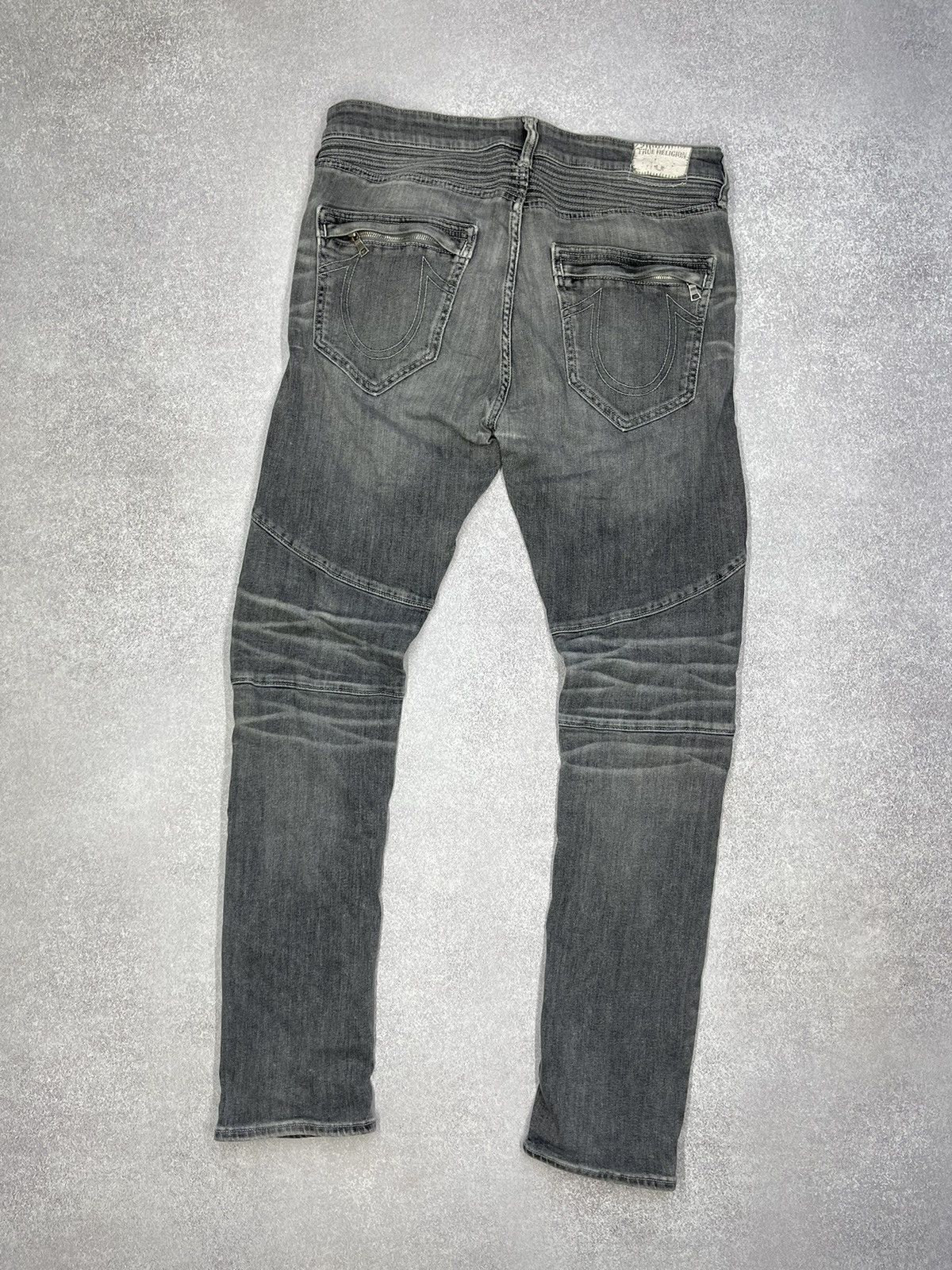 True Religion True Religion Rocco Moto SE Denim Jeans Grey Bike Size US 34 / EU 50 - 1 Thumbnail
