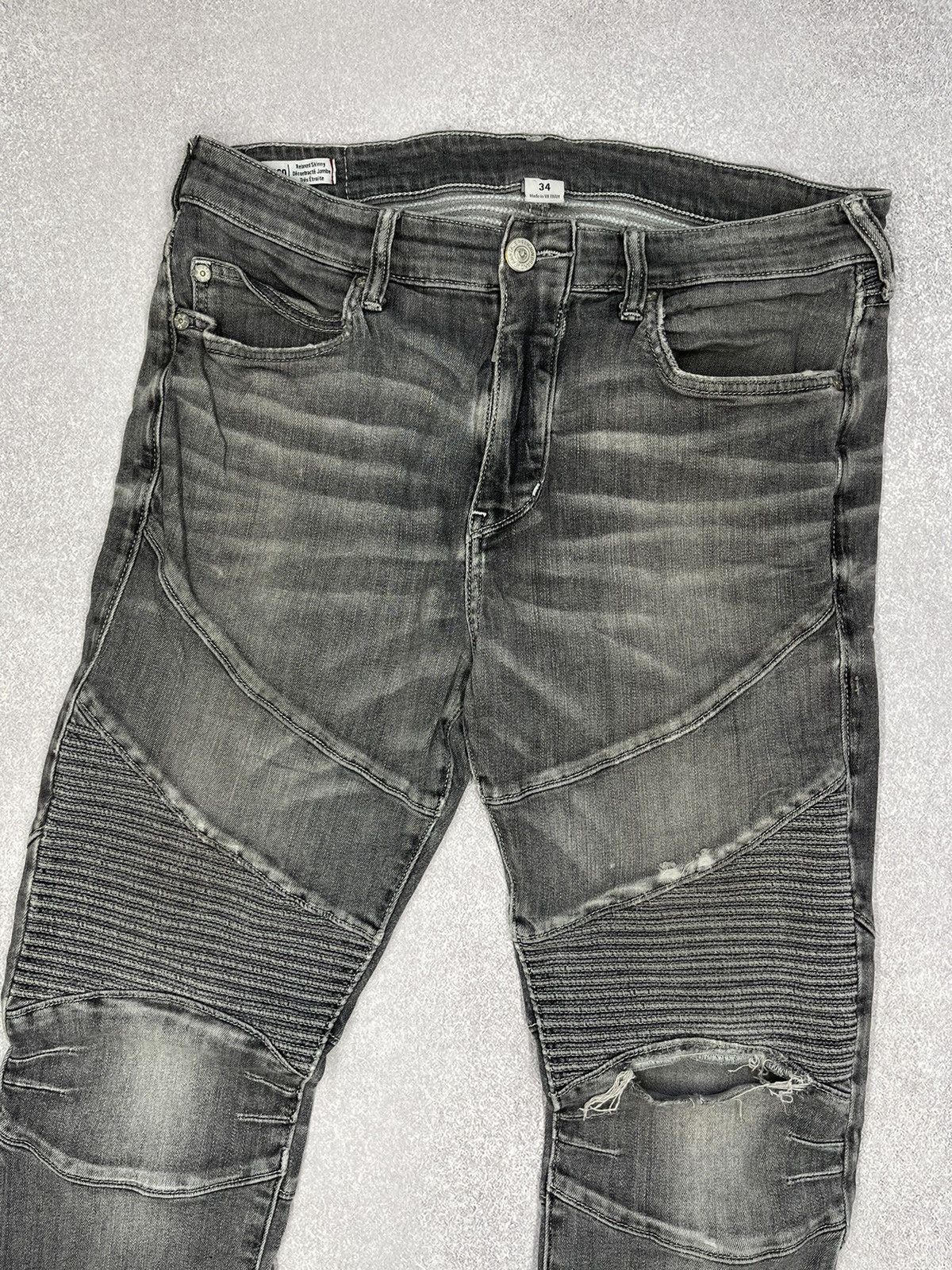 True Religion True Religion Rocco Moto SE Denim Jeans Grey Bike Size US 34 / EU 50 - 6 Thumbnail