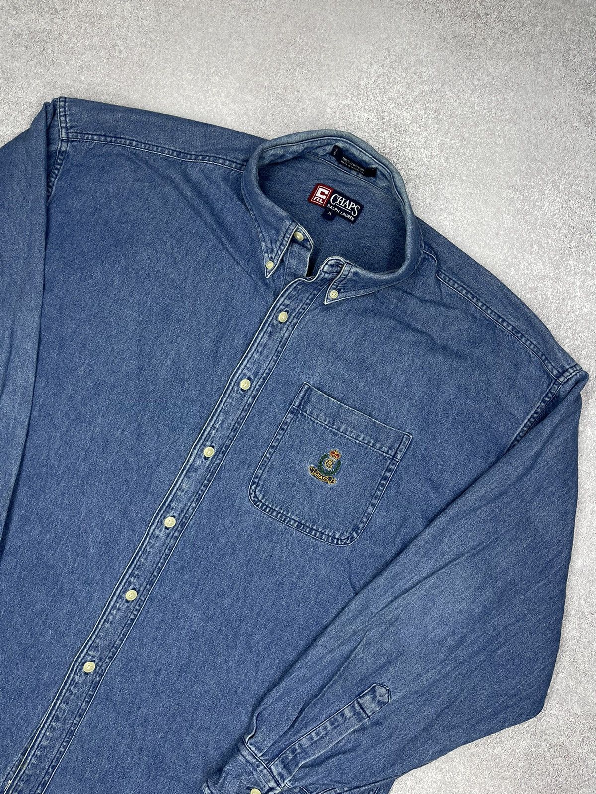 Chaps Ralph Lauren Vintage Ralph Lauren Chaps Denim Shirt Y2K Rugby Size US XL / EU 56 / 4 - 3 Thumbnail