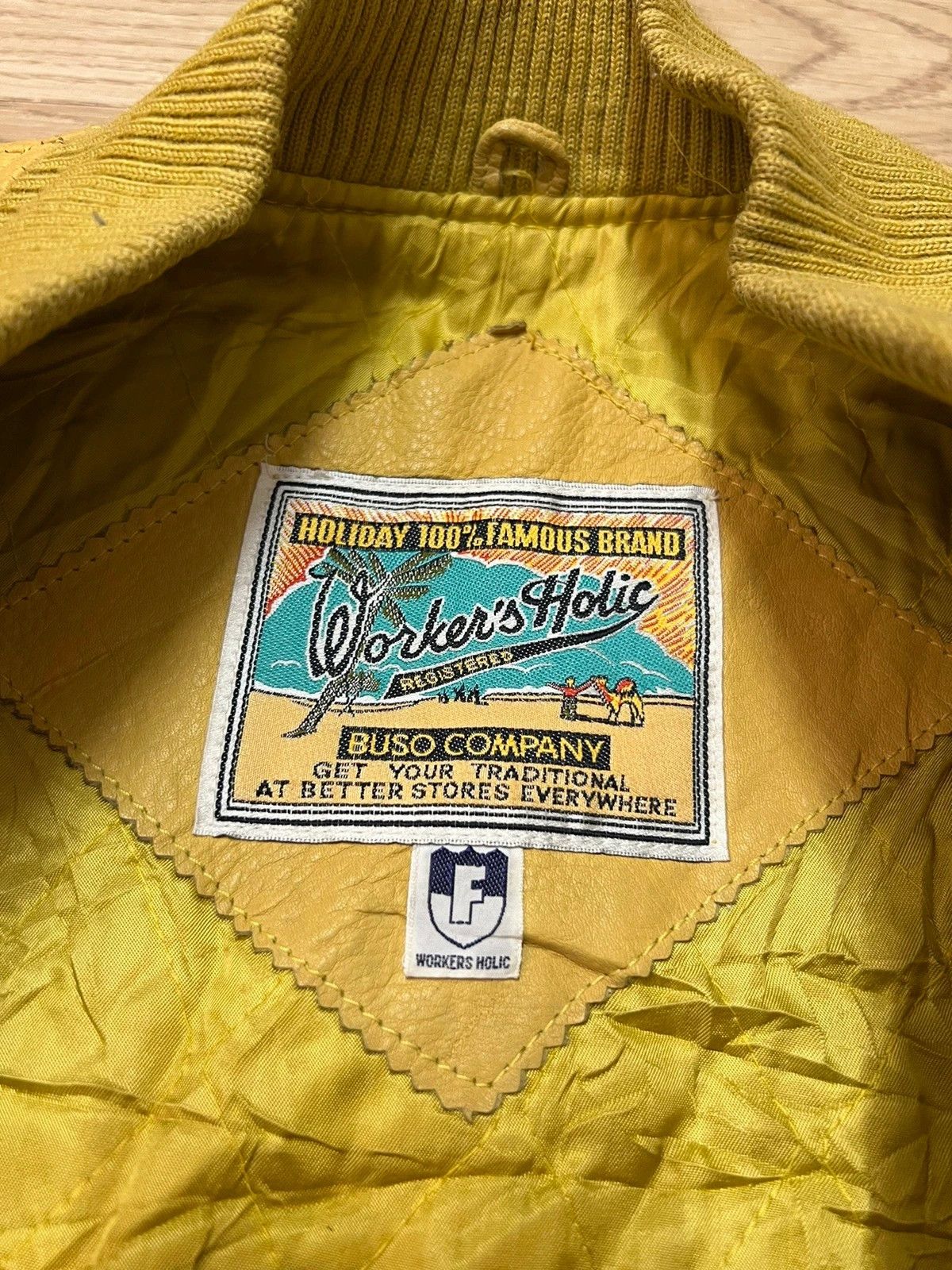 Vintage 80s WHBC WorkersHolic Buso Company Leather Varsity Jacket Size US L / EU 52-54 / 3 - 11 Thumbnail