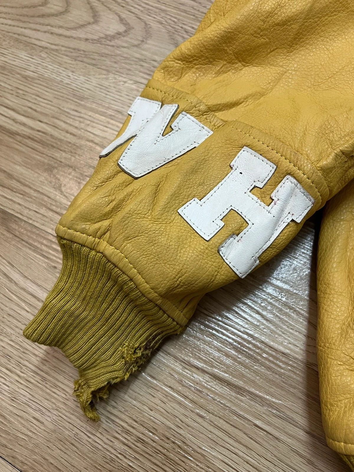 Vintage 80s WHBC WorkersHolic Buso Company Leather Varsity Jacket Size US L / EU 52-54 / 3 - 8 Thumbnail