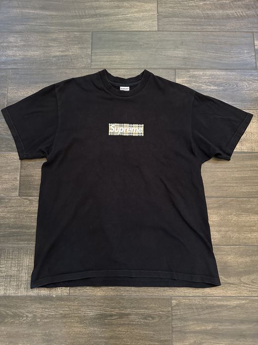 Supreme Burberry x Supreme Box Logo Tee Black | Grailed