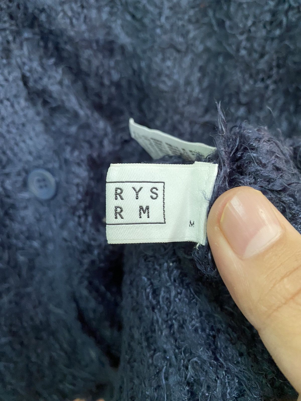 Homespun Knitwear Lowrys Farm Dark Blue shaggy Mohair Croptop Knitwear #B568 Size US M / EU 48-50 / 2 - 7 Thumbnail