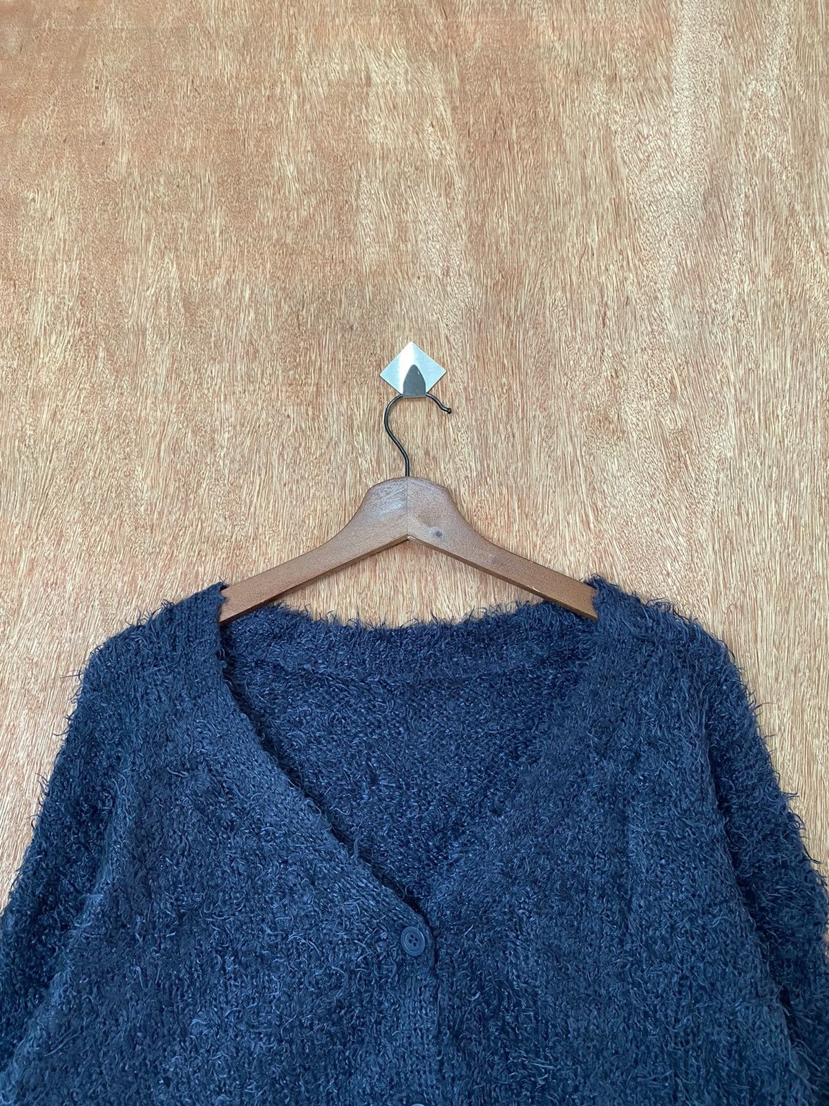 Homespun Knitwear Lowrys Farm Dark Blue shaggy Mohair Croptop Knitwear #B568 Size US M / EU 48-50 / 2 - 2 Thumbnail
