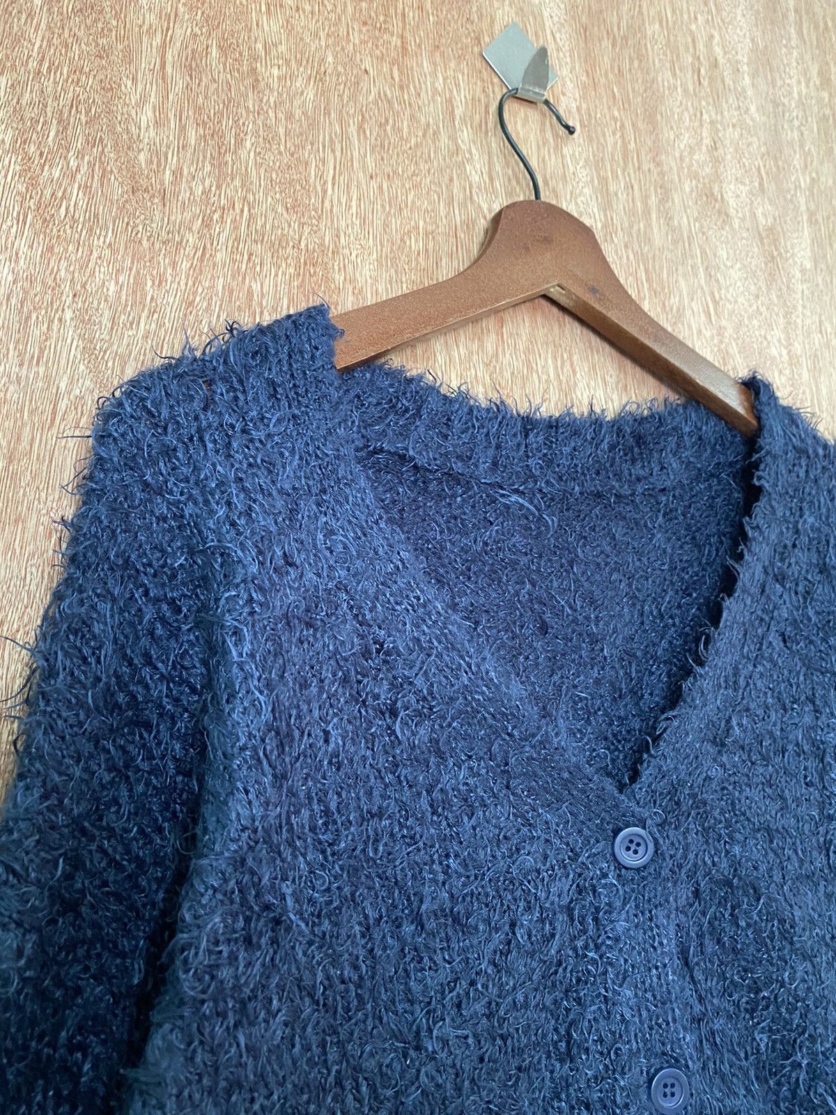 Homespun Knitwear Lowrys Farm Dark Blue shaggy Mohair Croptop Knitwear #B568 Size US M / EU 48-50 / 2 - 4 Thumbnail