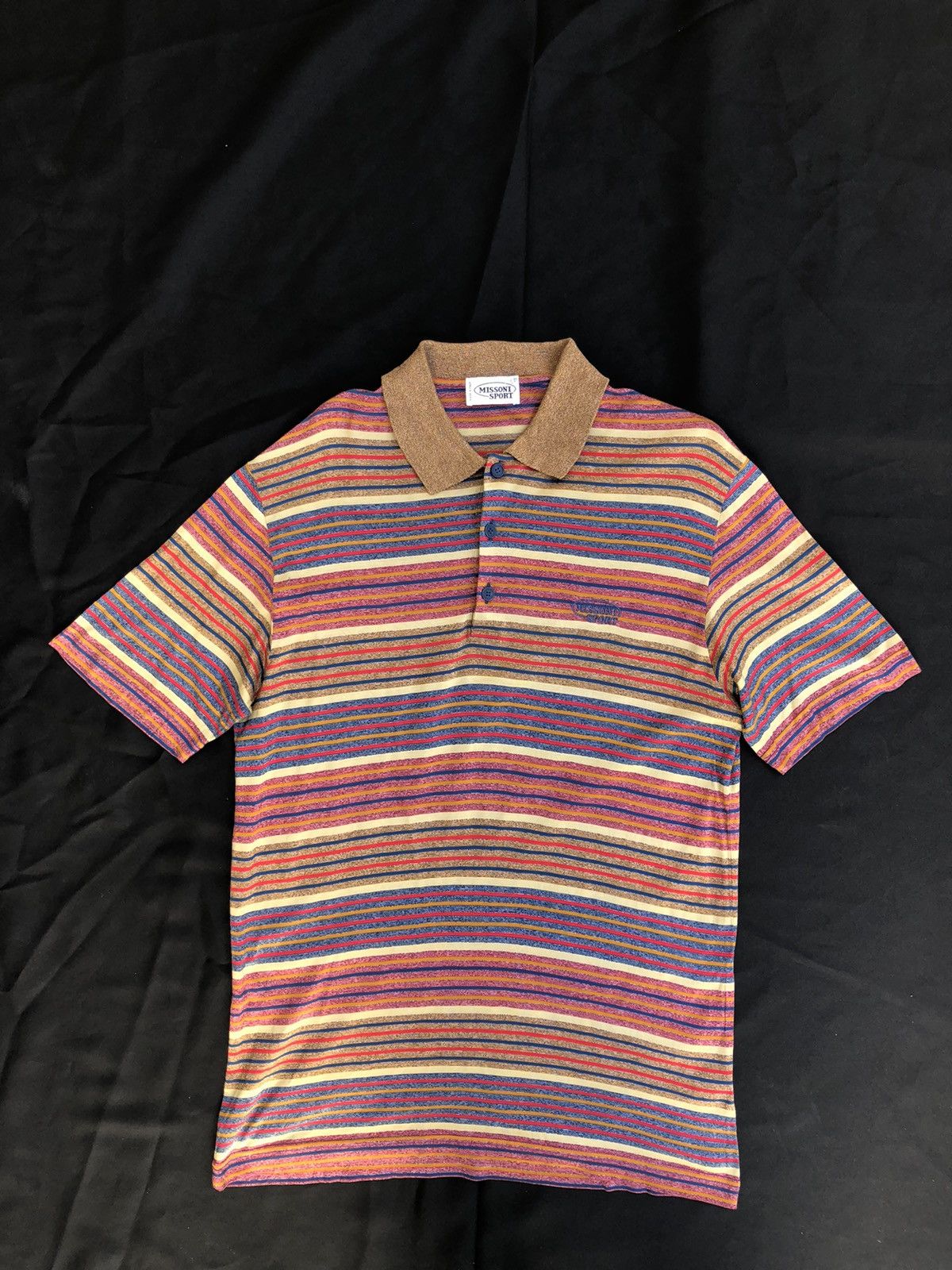 image of Vintage Missoni Sport Italy Striped Polo Shirt, Men's (Size Small)