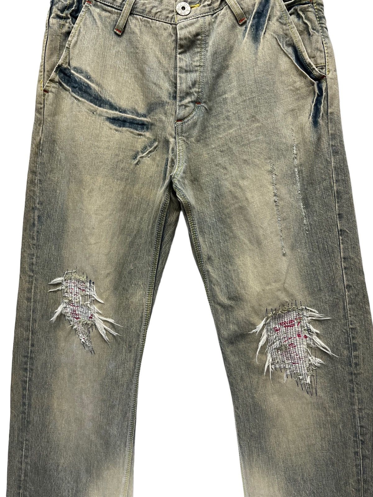 Vintage 💥FYE Distressed Mudmax Greenish Blue Light Wash Sun Faded Size US 31 - 2 Thumbnail