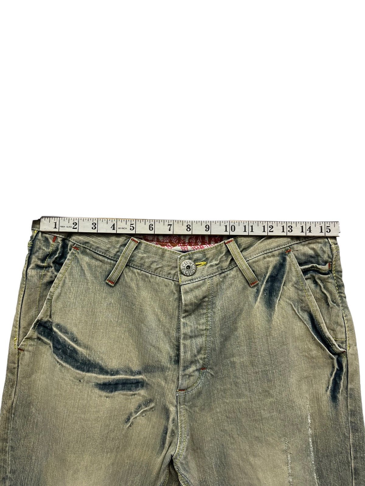 Vintage 💥FYE Distressed Mudmax Greenish Blue Light Wash Sun Faded Size US 31 - 18 Thumbnail
