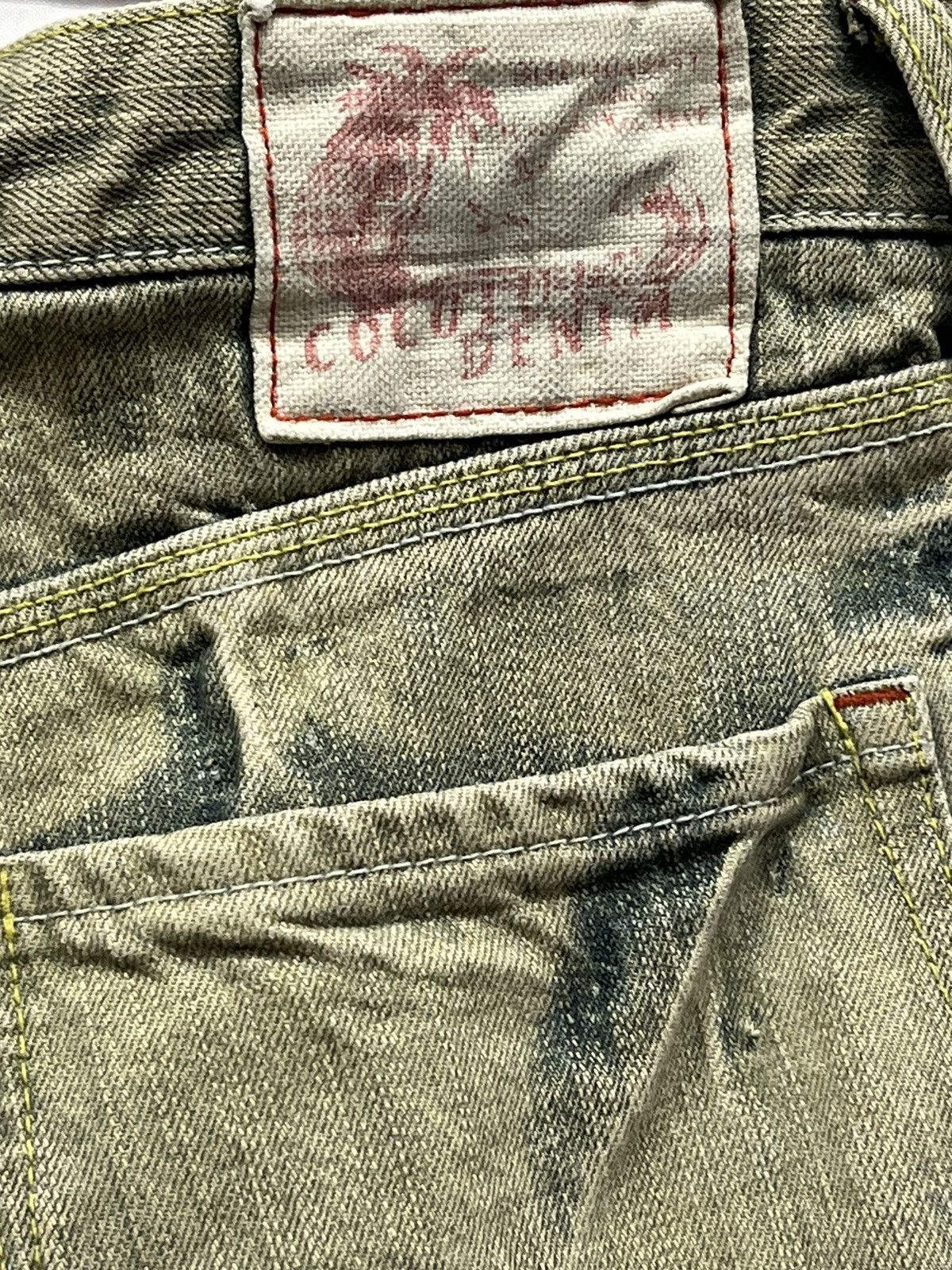 Vintage 💥FYE Distressed Mudmax Greenish Blue Light Wash Sun Faded Size US 31 - 16 Thumbnail