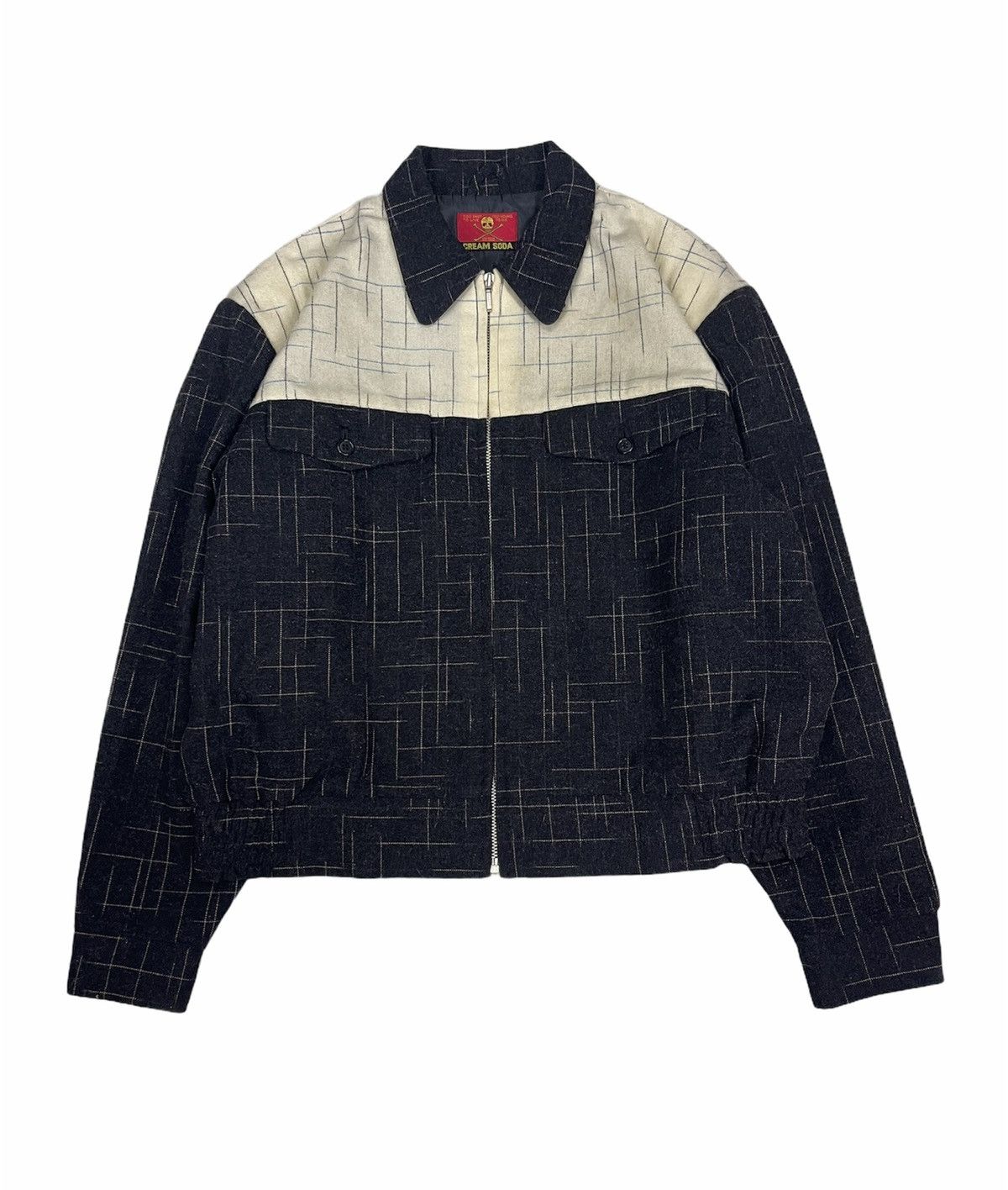 image of Seditionaries Cream Soda Wool Zipper Jacket in Cream/Black, Men's (Size Large)