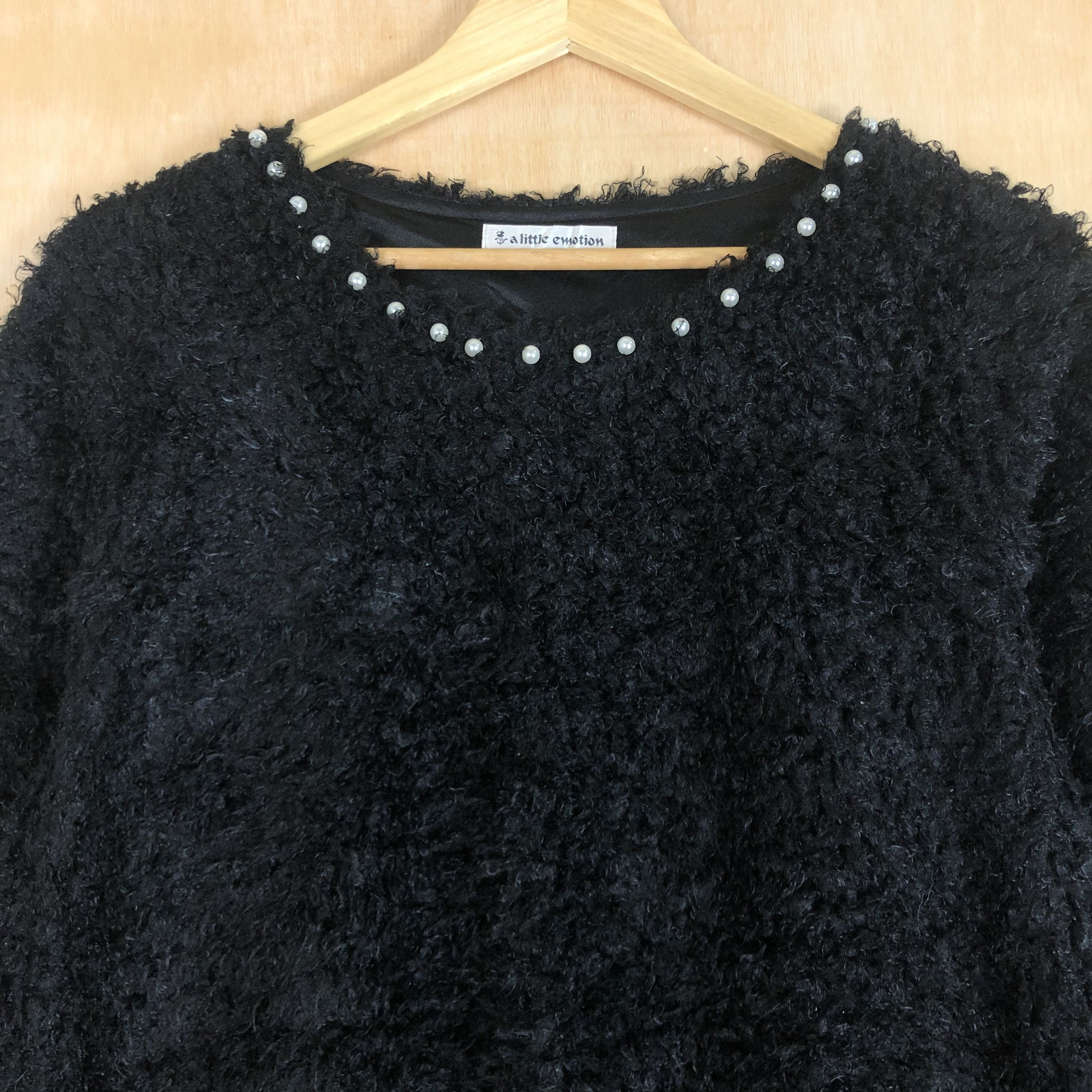 Homespun Knitwear × Japanese Brand DLL A Little Emotion Black fur MOhair shaggy Knitwear #c059 Size S / US 4 / IT 40 - 9 Thumbnail
