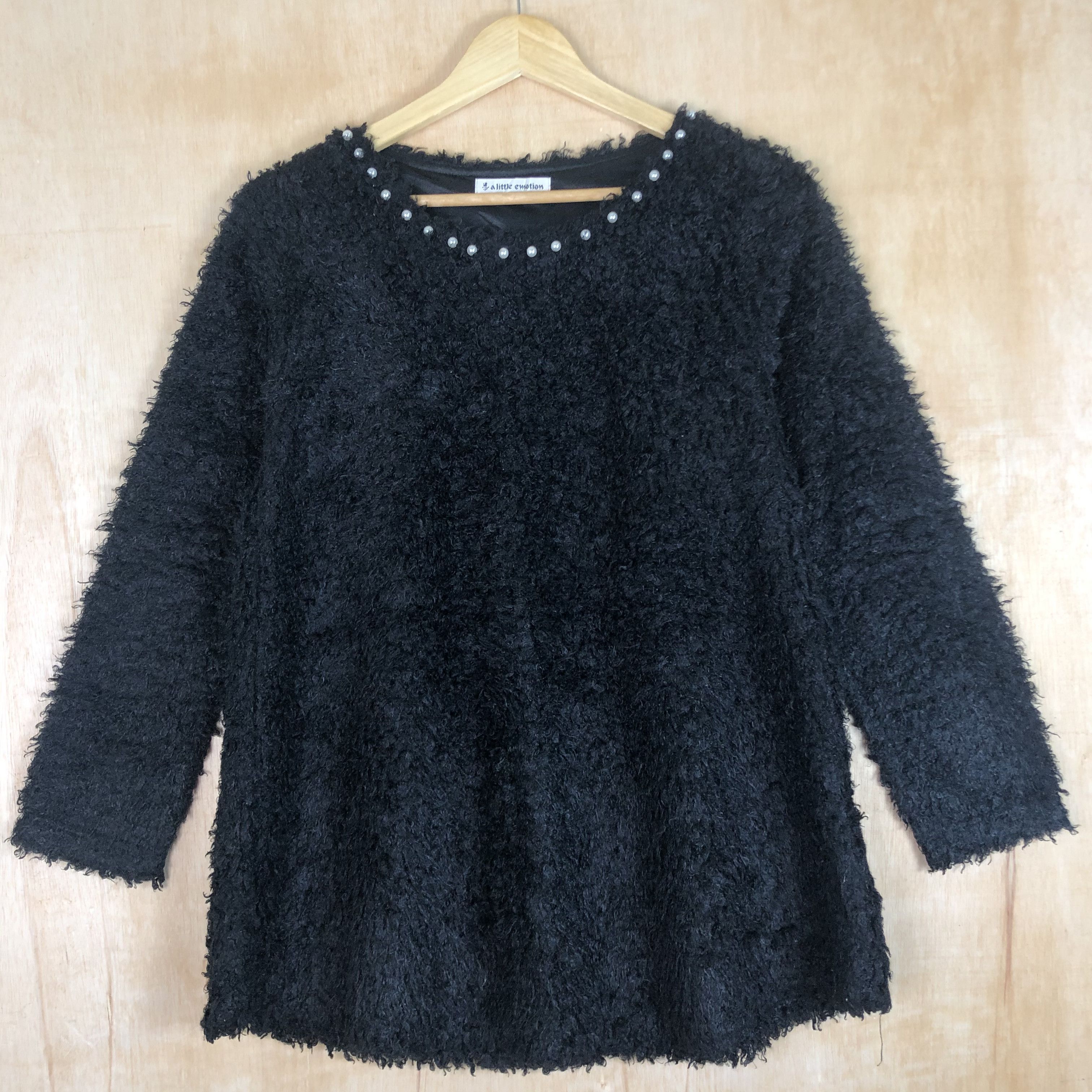 Homespun Knitwear × Japanese Brand DLL A Little Emotion Black fur MOhair shaggy Knitwear #c059 Size S / US 4 / IT 40 - 3 Thumbnail
