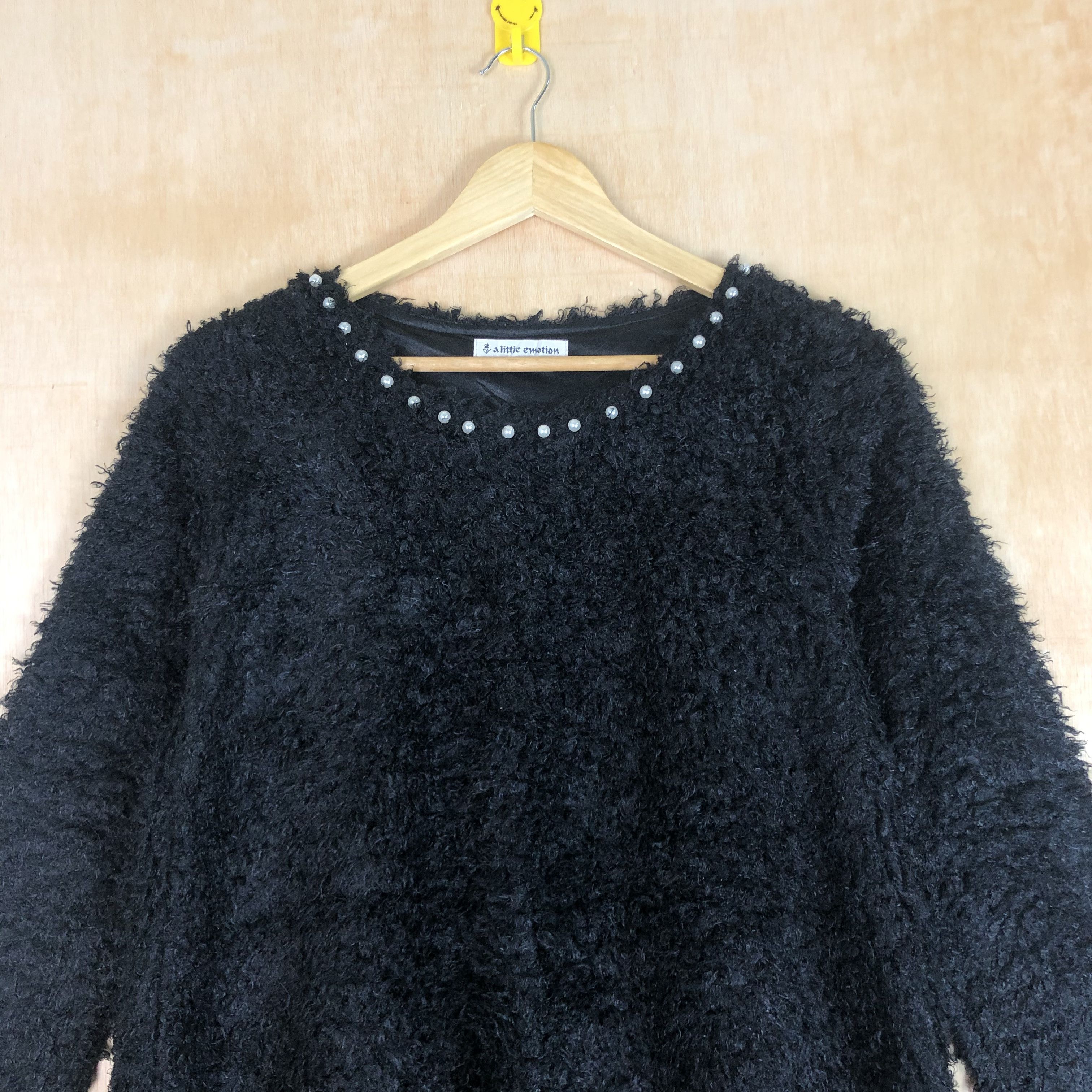 Homespun Knitwear × Japanese Brand DLL A Little Emotion Black fur MOhair shaggy Knitwear #c059 Size S / US 4 / IT 40 - 2 Thumbnail