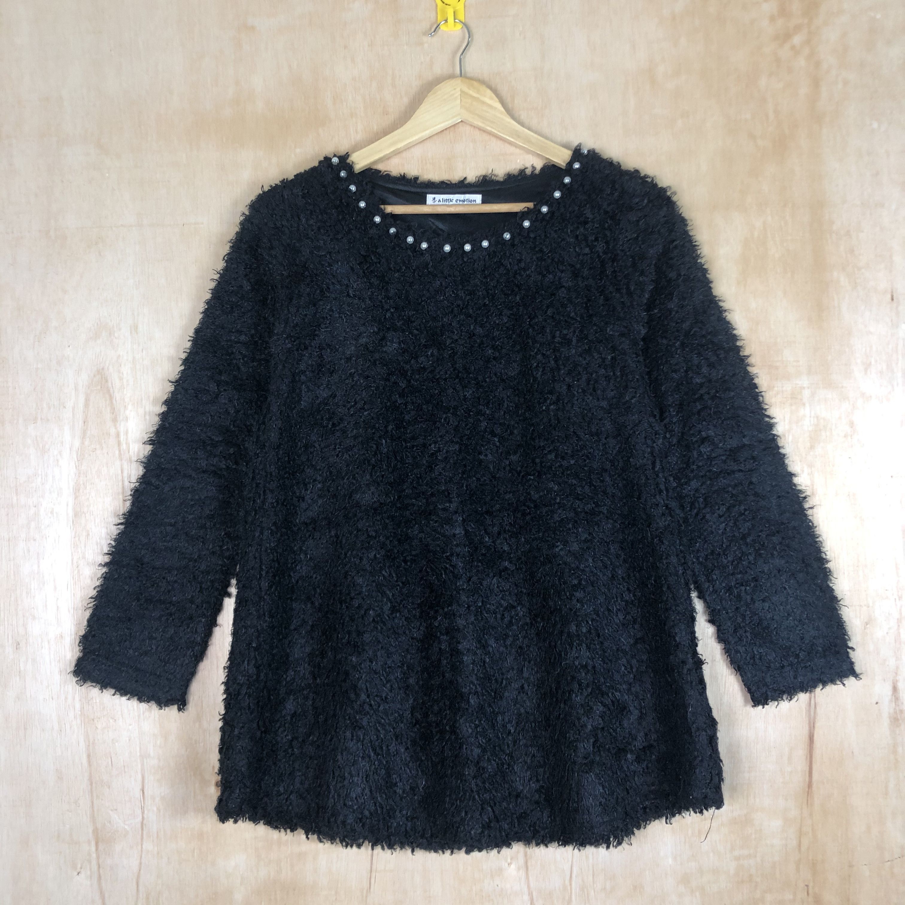 Homespun Knitwear × Japanese Brand DLL A Little Emotion Black fur MOhair shaggy Knitwear #c059 Size S / US 4 / IT 40 - 1 Thumbnail