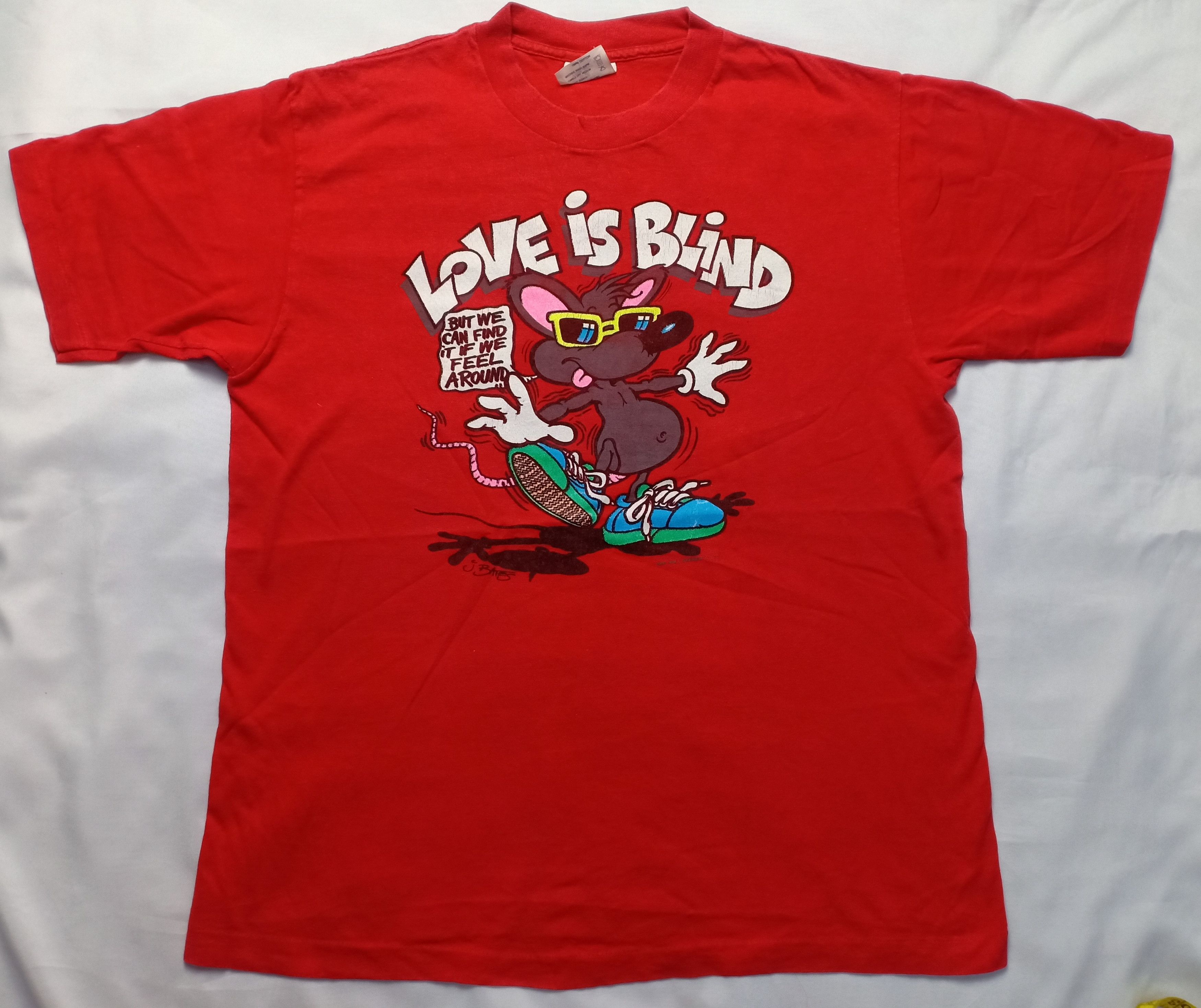 Vintage Vintage 80s Love is Blind Tee USA Mouse Art Size US L / EU 52-54 / 3 - 1 Thumbnail