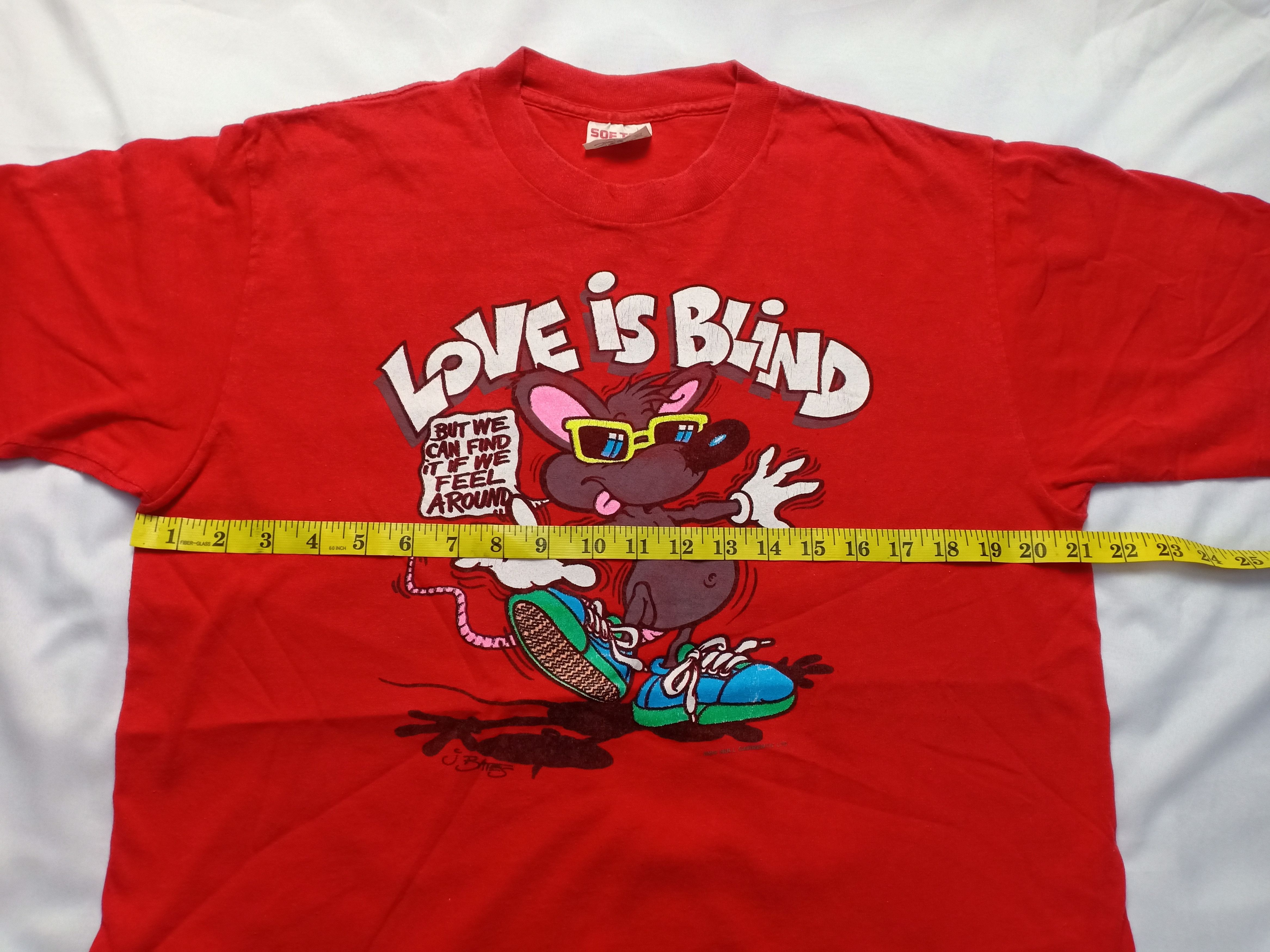 Vintage Vintage 80s Love is Blind Tee USA Mouse Art Size US L / EU 52-54 / 3 - 4 Thumbnail