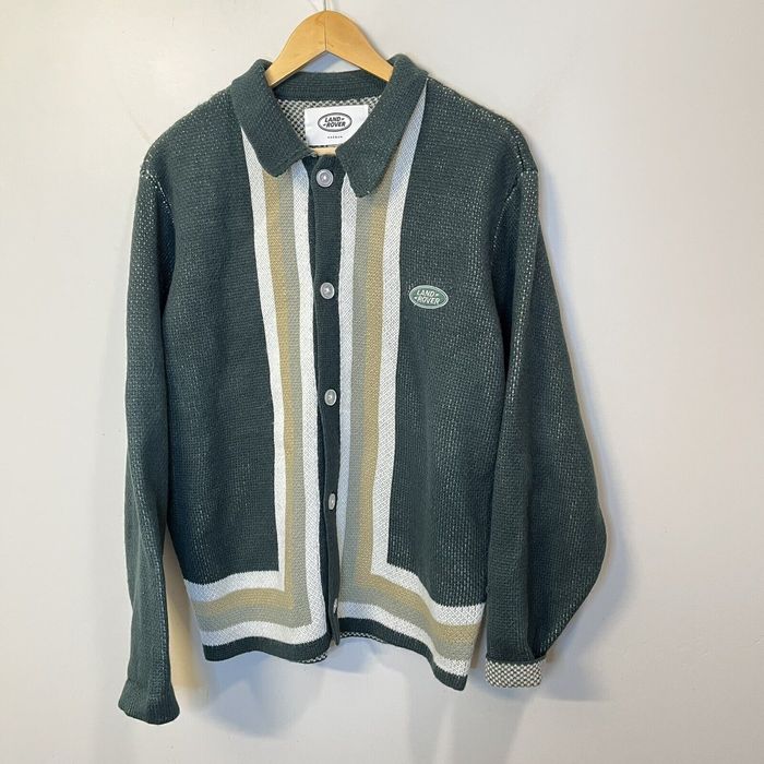 Vintage LAND ROVER Pacsun Sweater Cardigan Small Green Striped Grailed