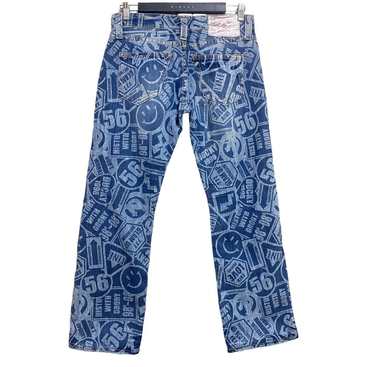 image of Hysteric Glamour Co&lu Smiley Full Print Denim Jeans in Blue, Men's (Size 30)