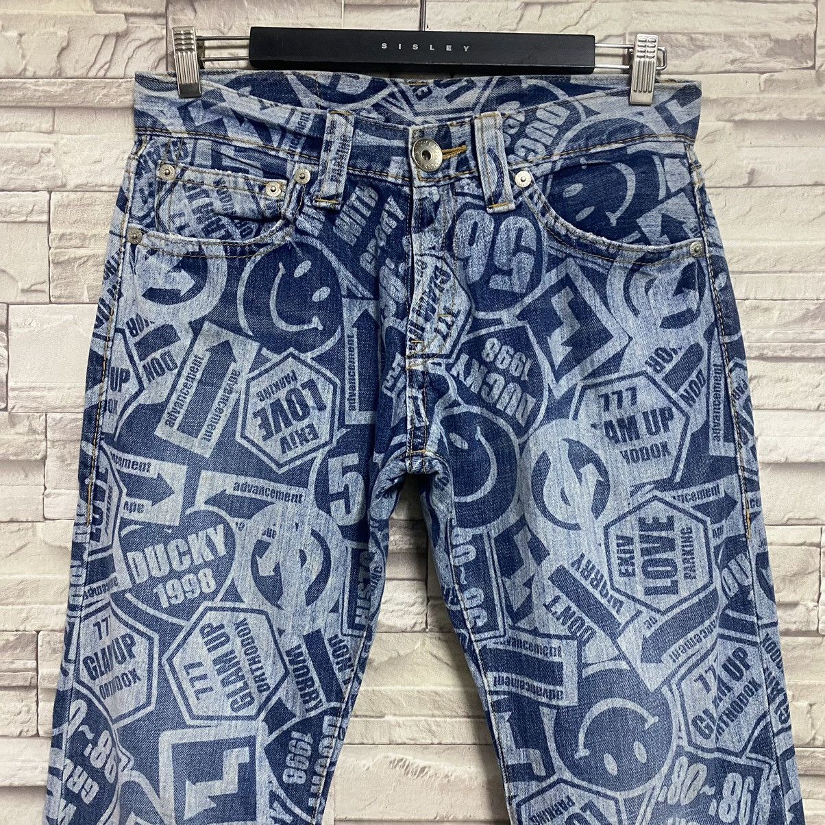 Hysteric Glamour Japanese Brand Co&lu Smiley Full Print Denim Jeans Size US 30 / EU 46 - 5 Thumbnail