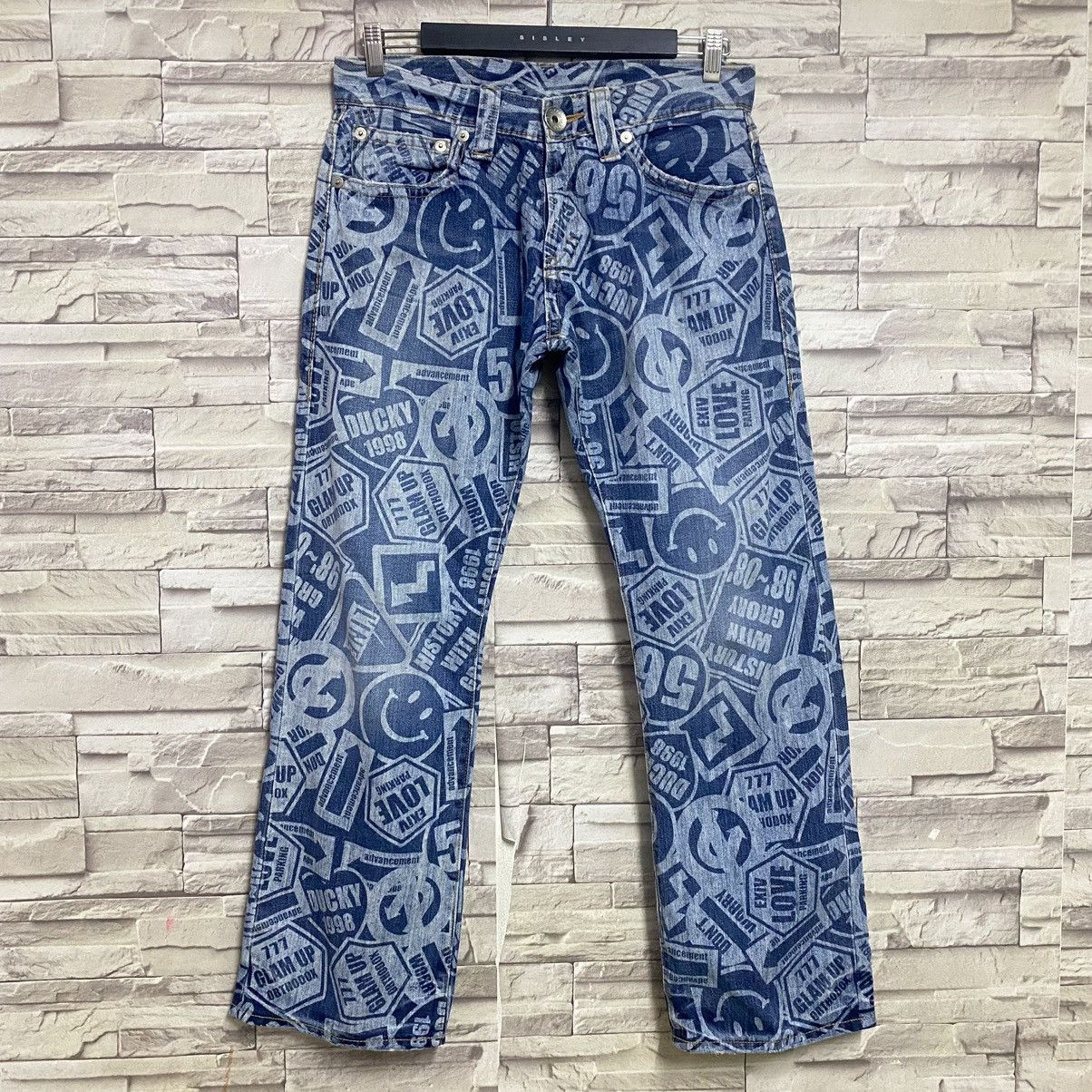 Hysteric Glamour Japanese Brand Co&lu Smiley Full Print Denim Jeans Size US 30 / EU 46 - 4 Thumbnail