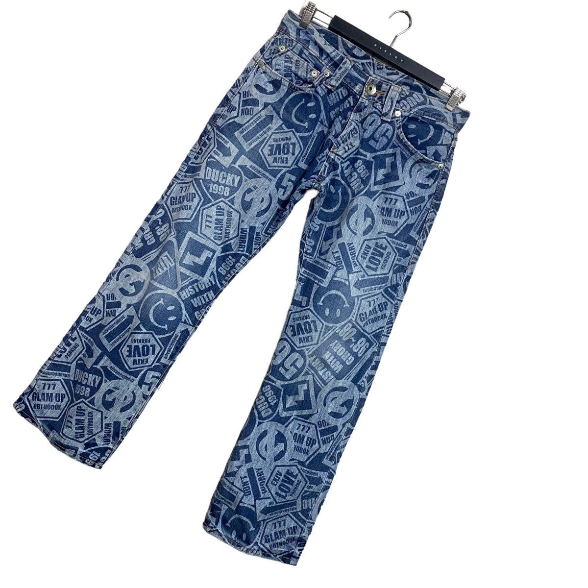 Hysteric Glamour Japanese Brand Co&lu Smiley Full Print Denim Jeans Size US 30 / EU 46 - 2 Thumbnail