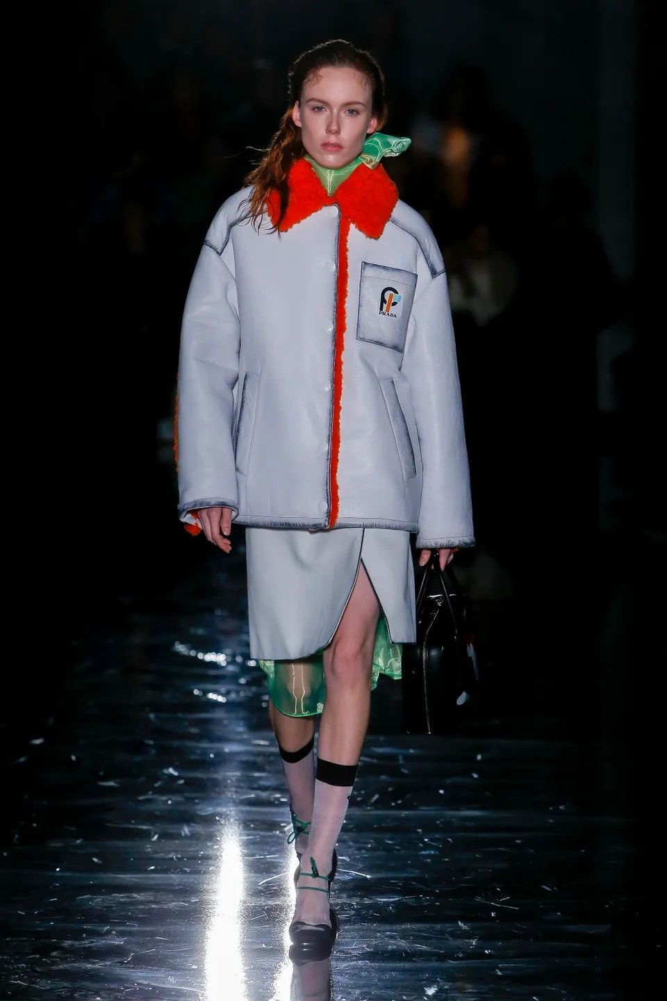 image of Prada Fw18 Runway Hand Painted Shearling L in White, Men's (Size Large)