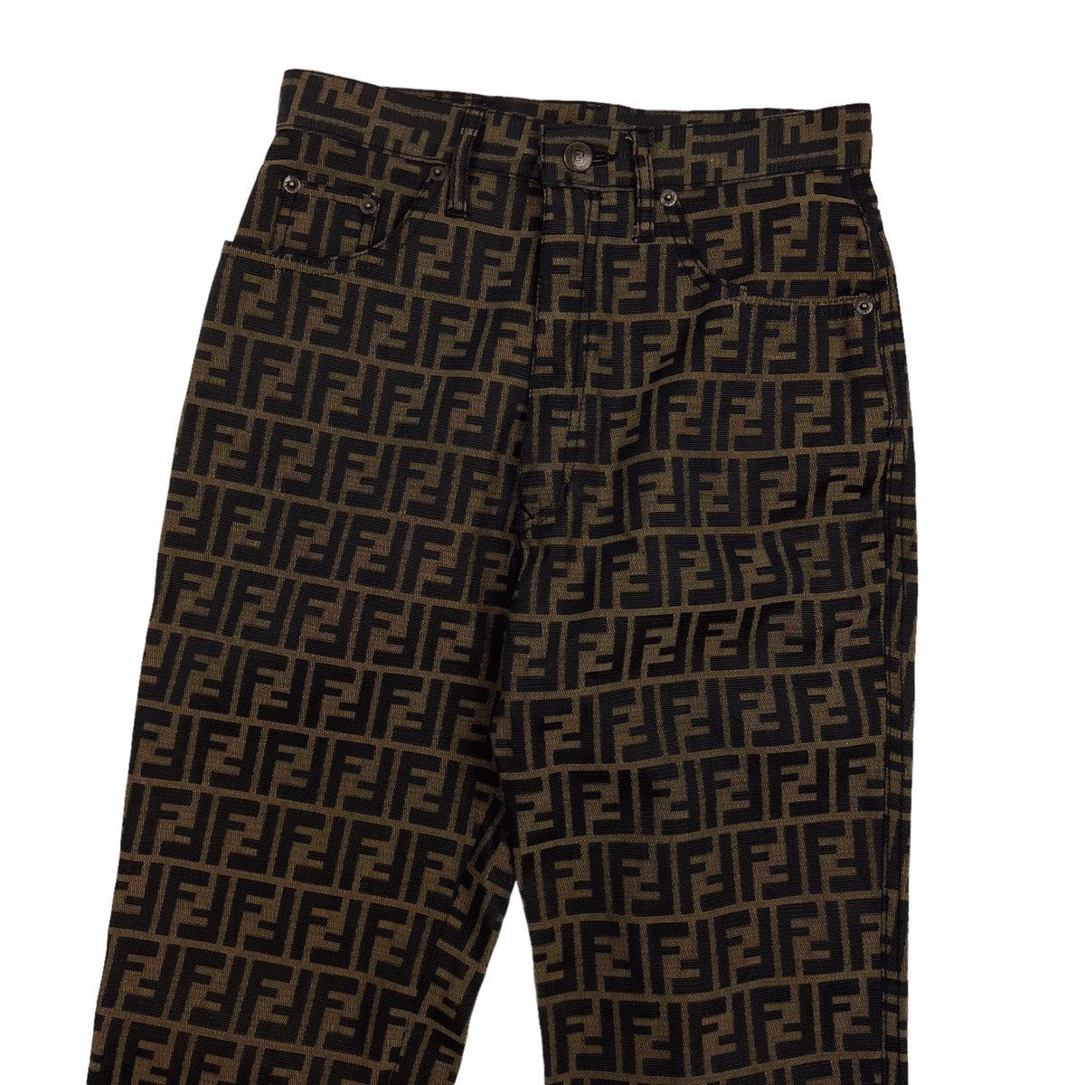 image of Fendi Ff Zucca Print Trousers in Brown, Women's (Size 26)