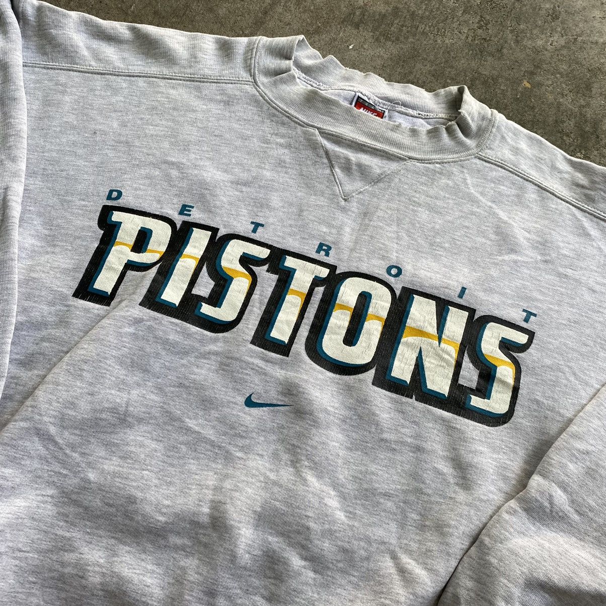 image of Nike x Vintage Detroit Piston Sweatshirt Crewneck Sweater in Grey, Men's (Size Large)