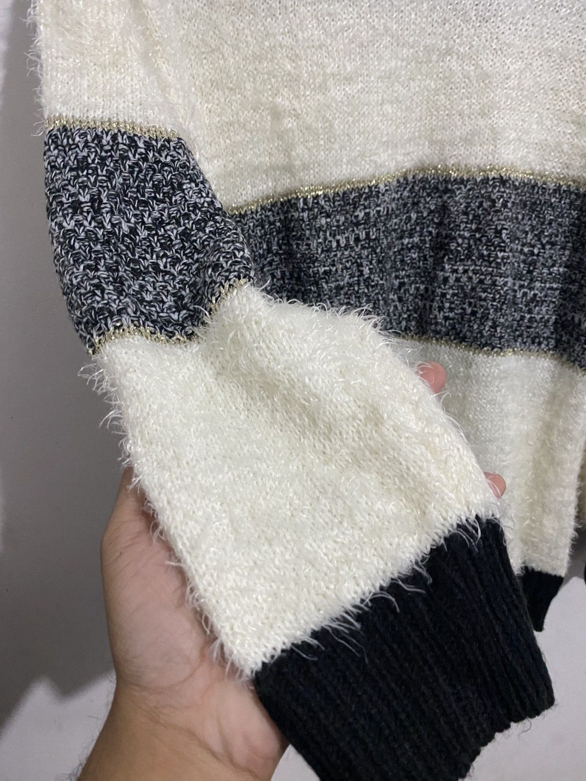 If Six Was Nine 💸BINDINGOFFER💸Japanese Stripe Knitwear Fluzzy Mohair Grunge Size US L / EU 52-54 / 3 - 3 Thumbnail
