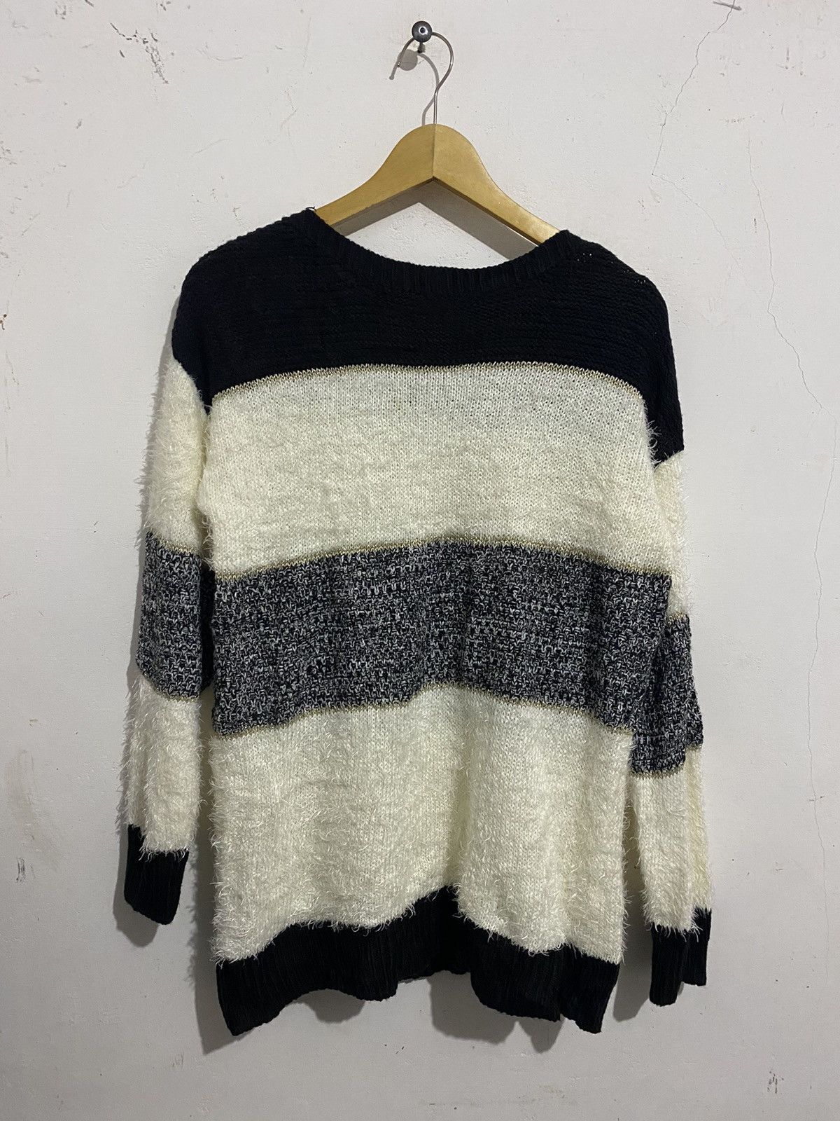 If Six Was Nine 💸BINDINGOFFER💸Japanese Stripe Knitwear Fluzzy Mohair Grunge Size US L / EU 52-54 / 3 - 1 Thumbnail