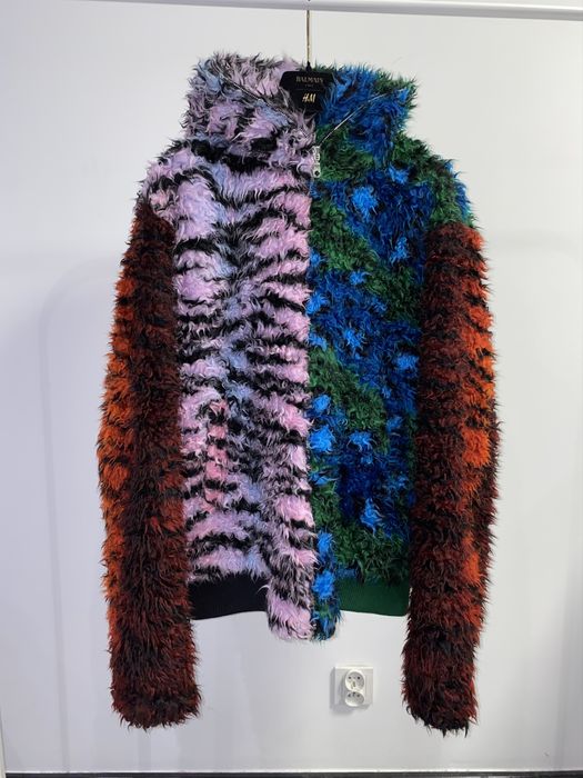 H&m x kenzo faux fur cheap hooded jacket