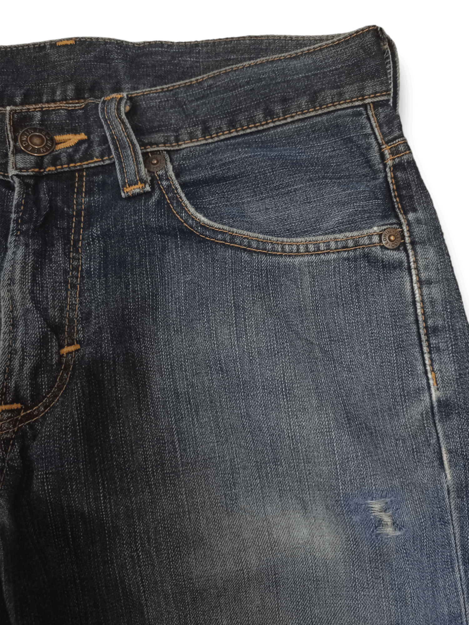 Edwin × Japanese Brand Vintage Japanese Edwin 503 Blue Wash Distressed Loose Jeans Size US 31 - 5 Thumbnail