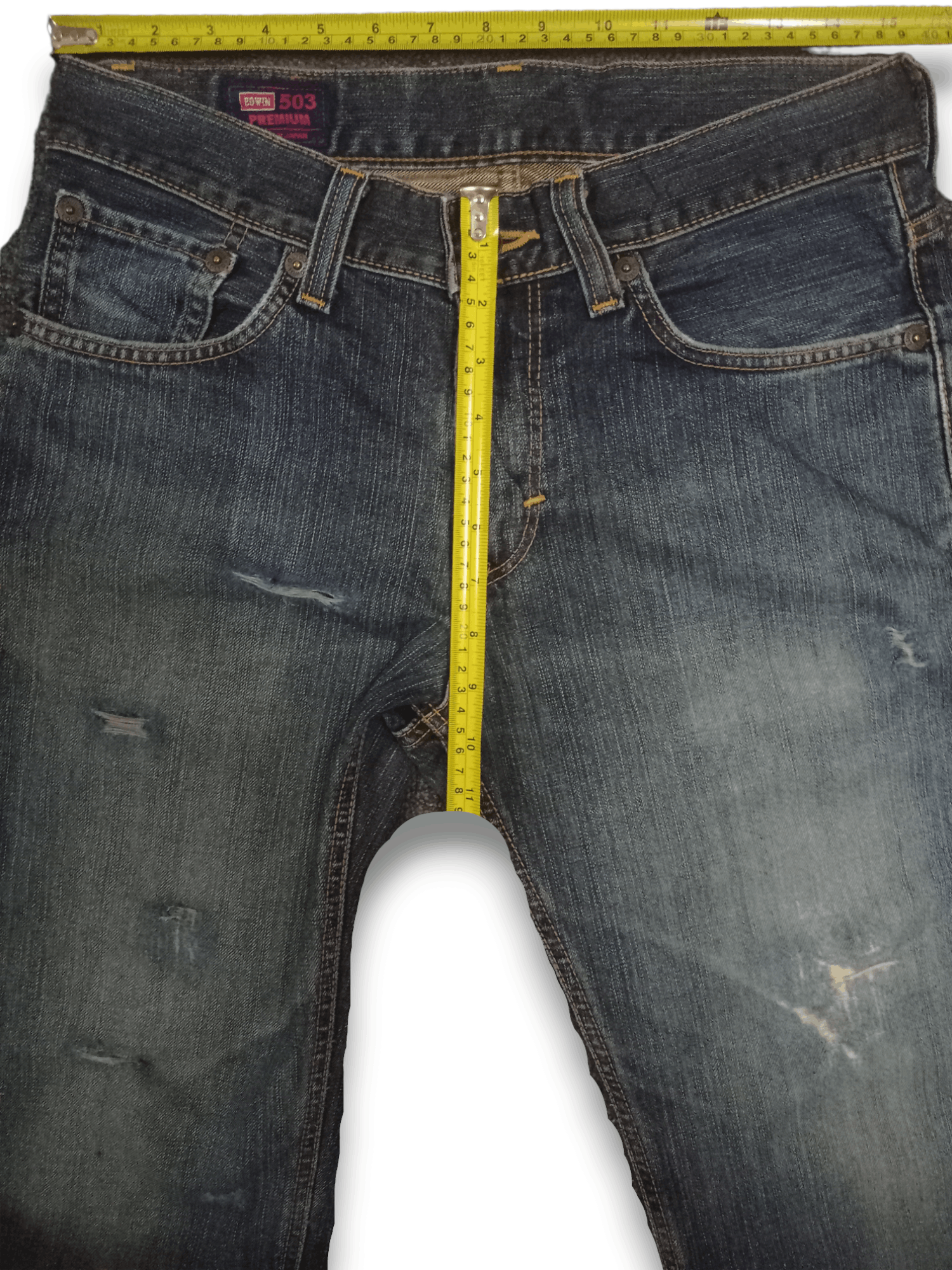 Edwin × Japanese Brand Vintage Japanese Edwin 503 Blue Wash Distressed Loose Jeans Size US 31 - 10 Thumbnail