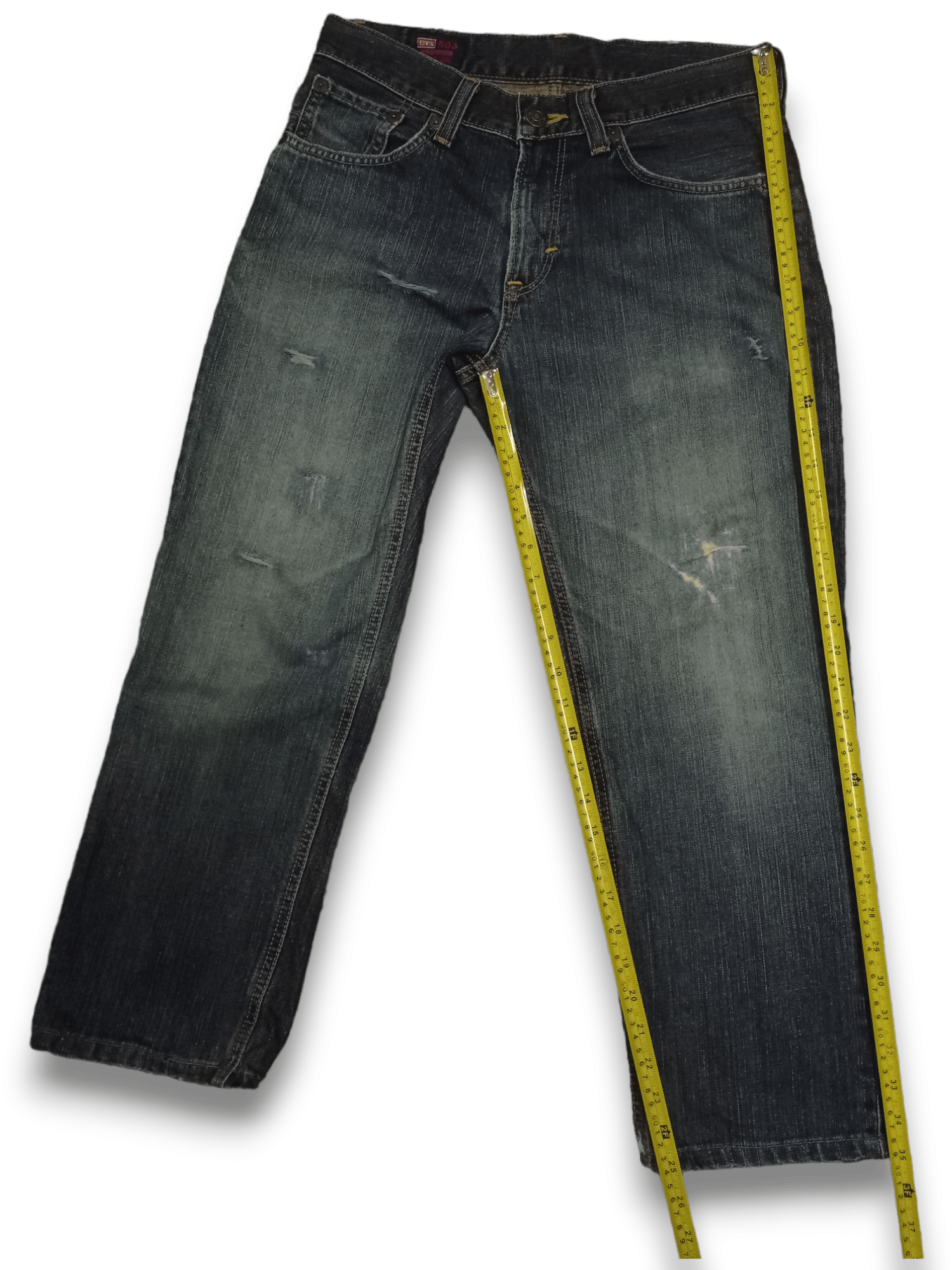 Edwin × Japanese Brand Vintage Japanese Edwin 503 Blue Wash Distressed Loose Jeans Size US 31 - 11 Thumbnail