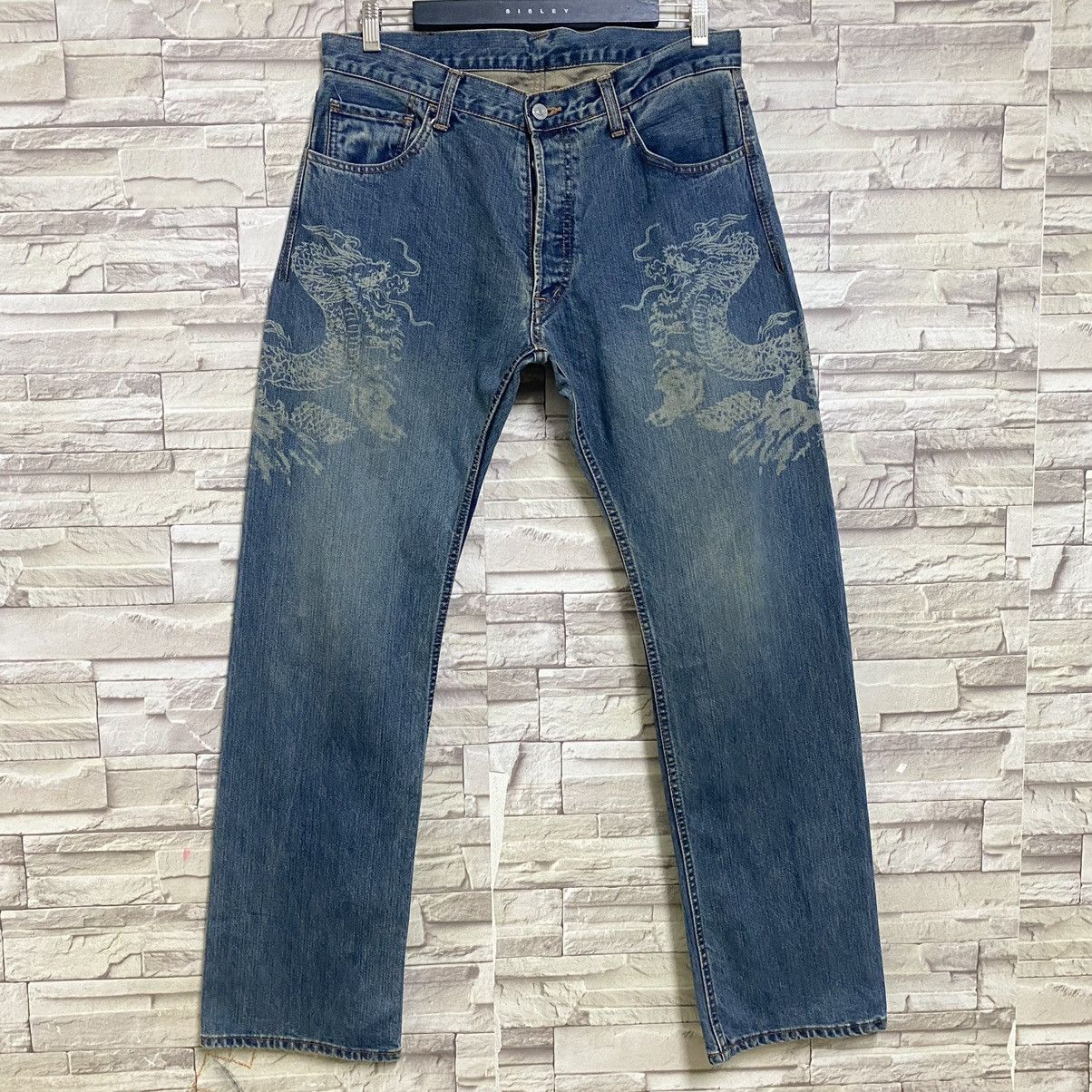 Japanese Brand Japanese ETERNAL Denim Jeans Dragon Printed Size US 35 - 3 Thumbnail