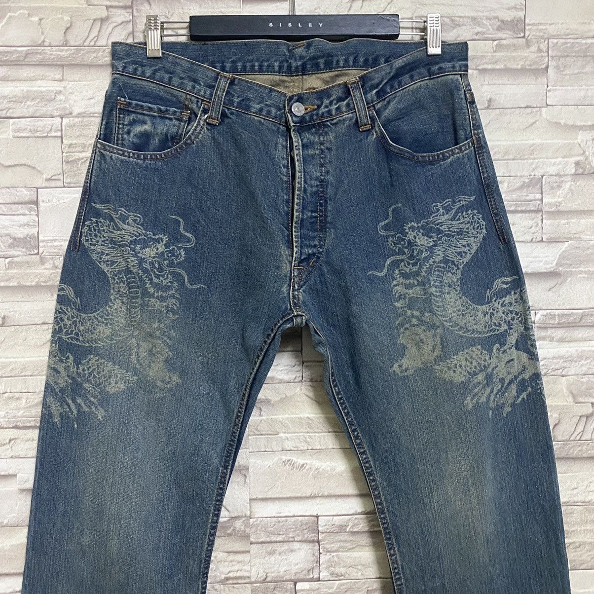 Japanese Brand Japanese ETERNAL Denim Jeans Dragon Printed Size US 35 - 4 Thumbnail