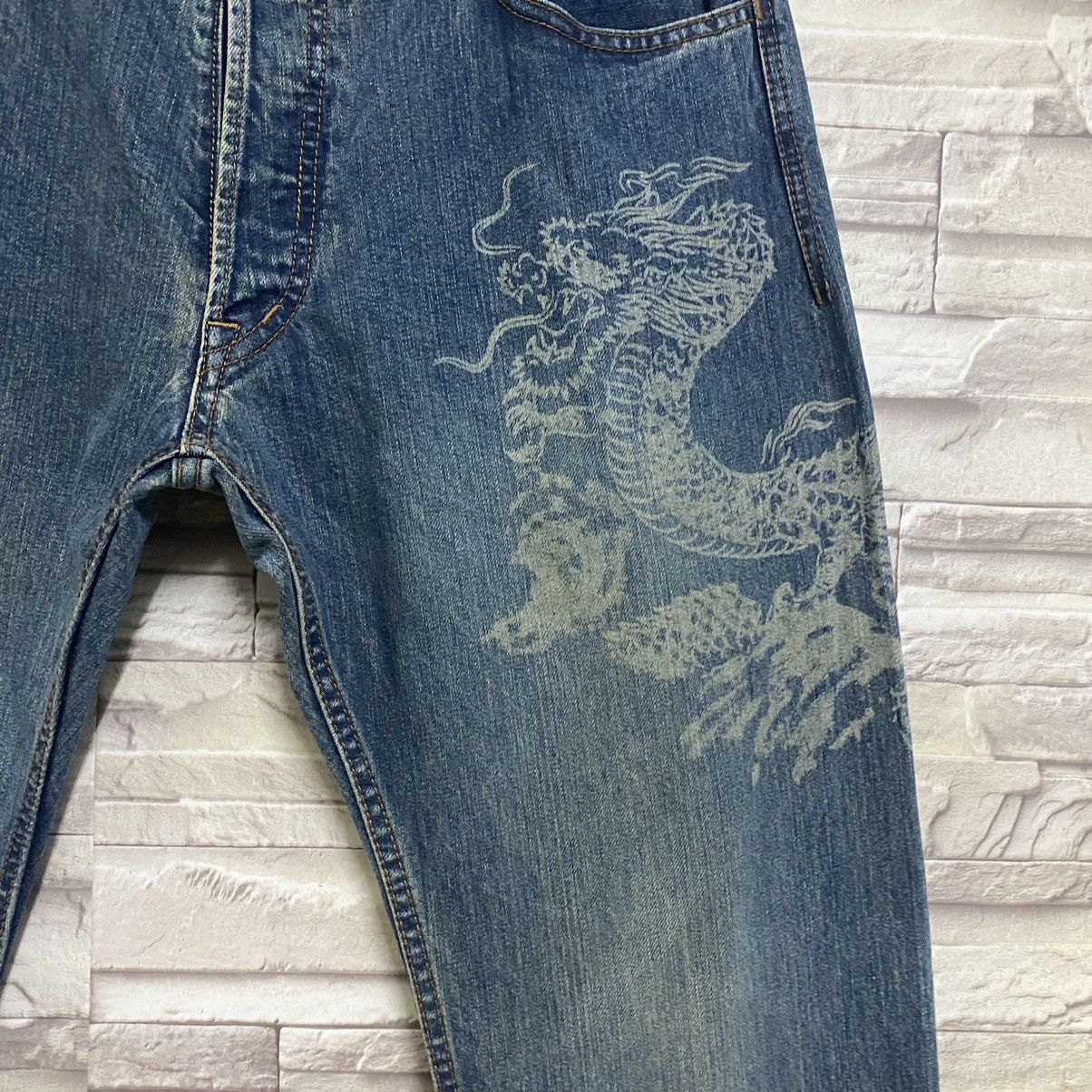 Japanese Brand Japanese ETERNAL Denim Jeans Dragon Printed Size US 35 - 6 Thumbnail