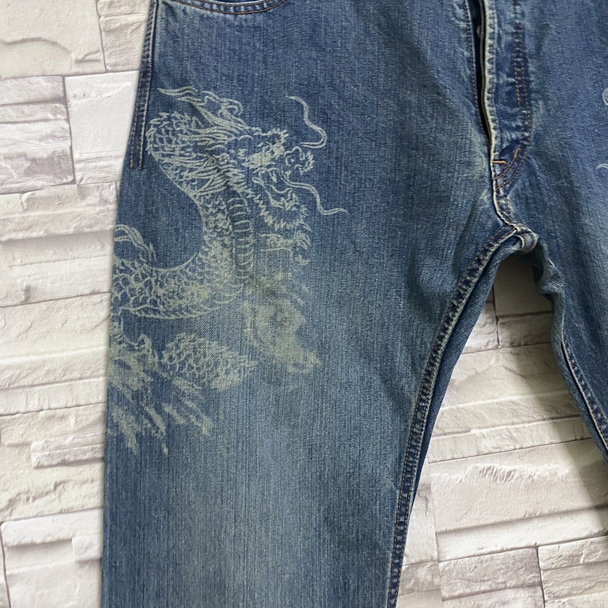 Japanese Brand Japanese ETERNAL Denim Jeans Dragon Printed Size US 35 - 5 Thumbnail