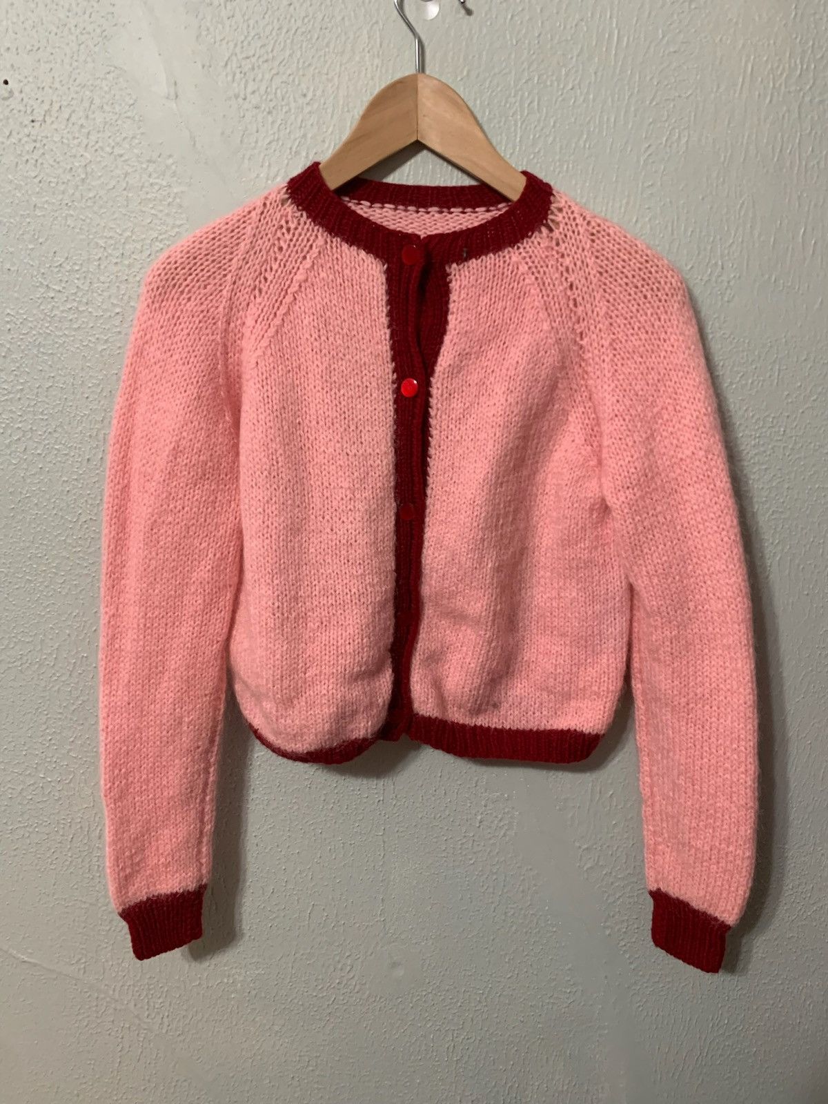 Vintage Vintage Mohair Valentines Day Knit Cardigan Size US XS / EU 42 / 0 - 1 Thumbnail