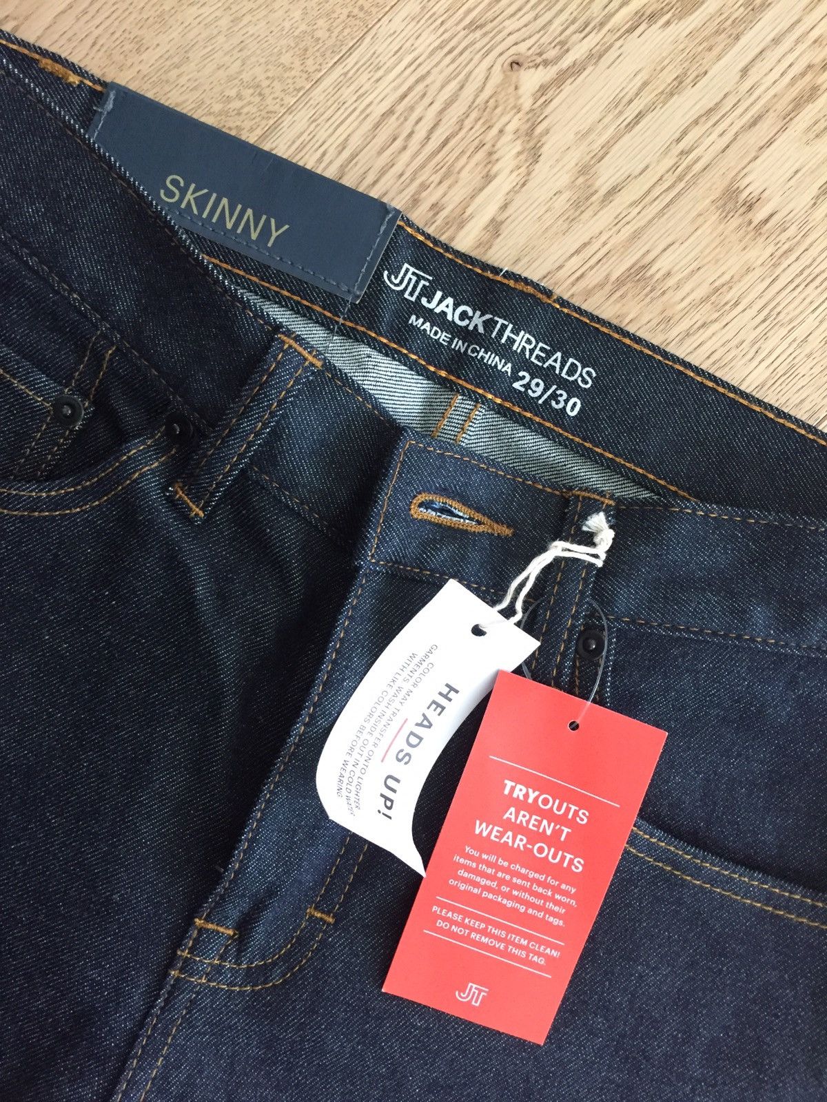 JackThreads Indigo Selvedge Skinny Stretch Denim Size US 29 - 2 Thumbnail
