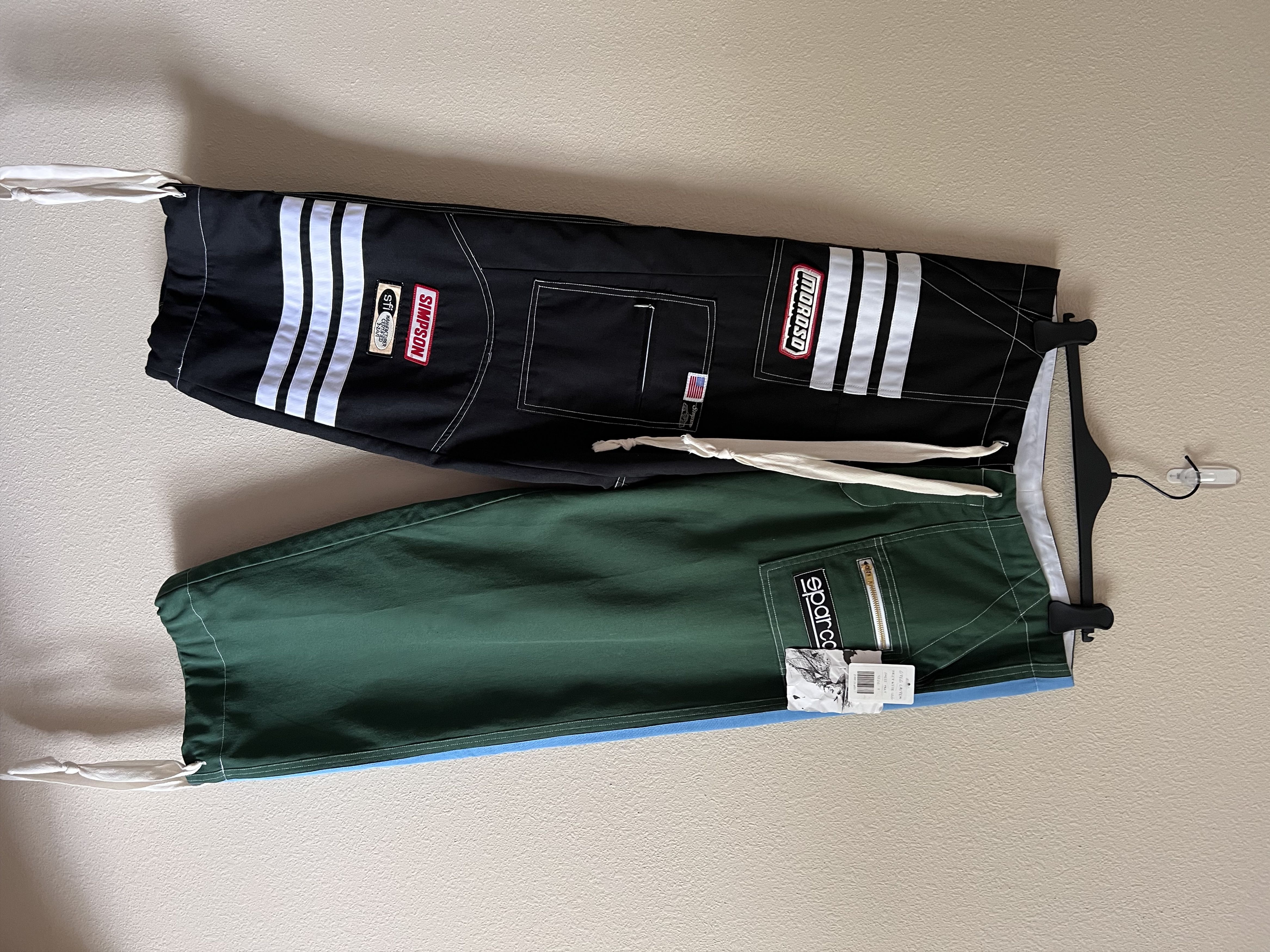 image of Greg Laurent Reconstructed Racer Wide Leg Pants in Green, Men's (Size 36)