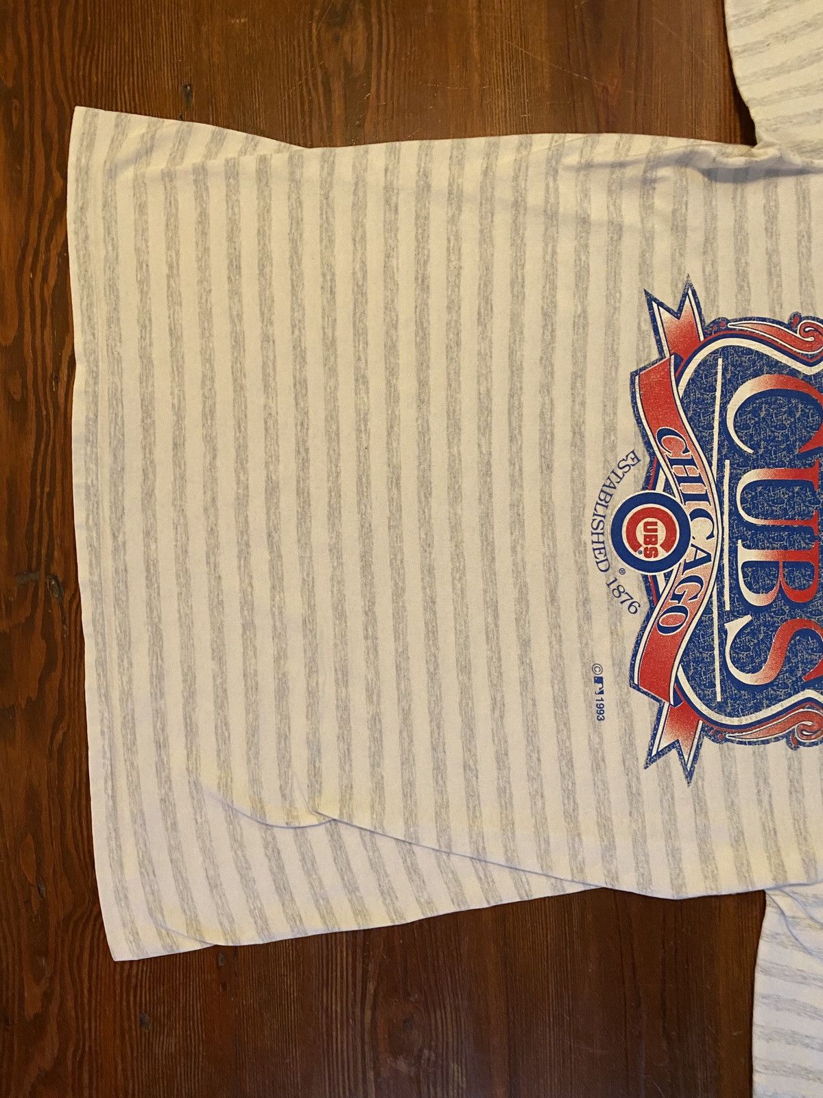 Trench USA Vintage 1993 90s Chicago Cubs Single Stitch Striped Tee Size US L / EU 52-54 / 3 - 6 Thumbnail