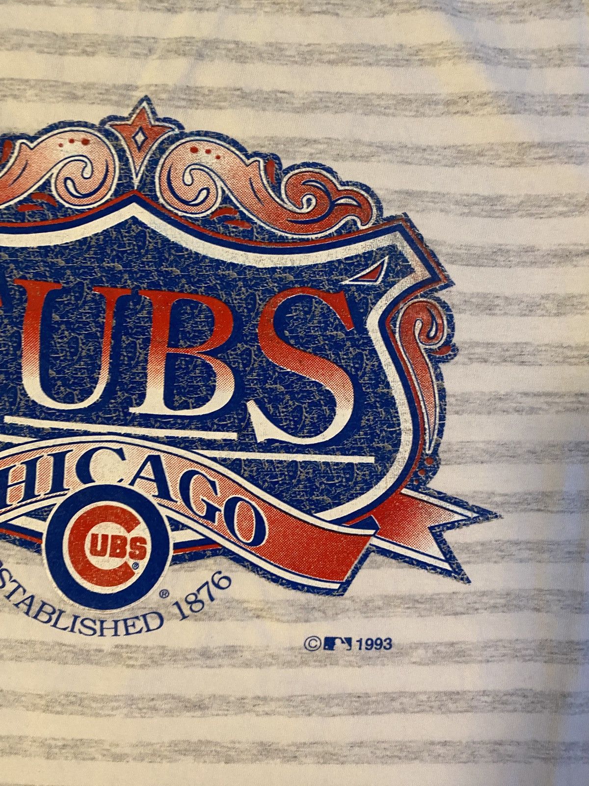 Trench USA Vintage 1993 90s Chicago Cubs Single Stitch Striped Tee Size US L / EU 52-54 / 3 - 11 Thumbnail