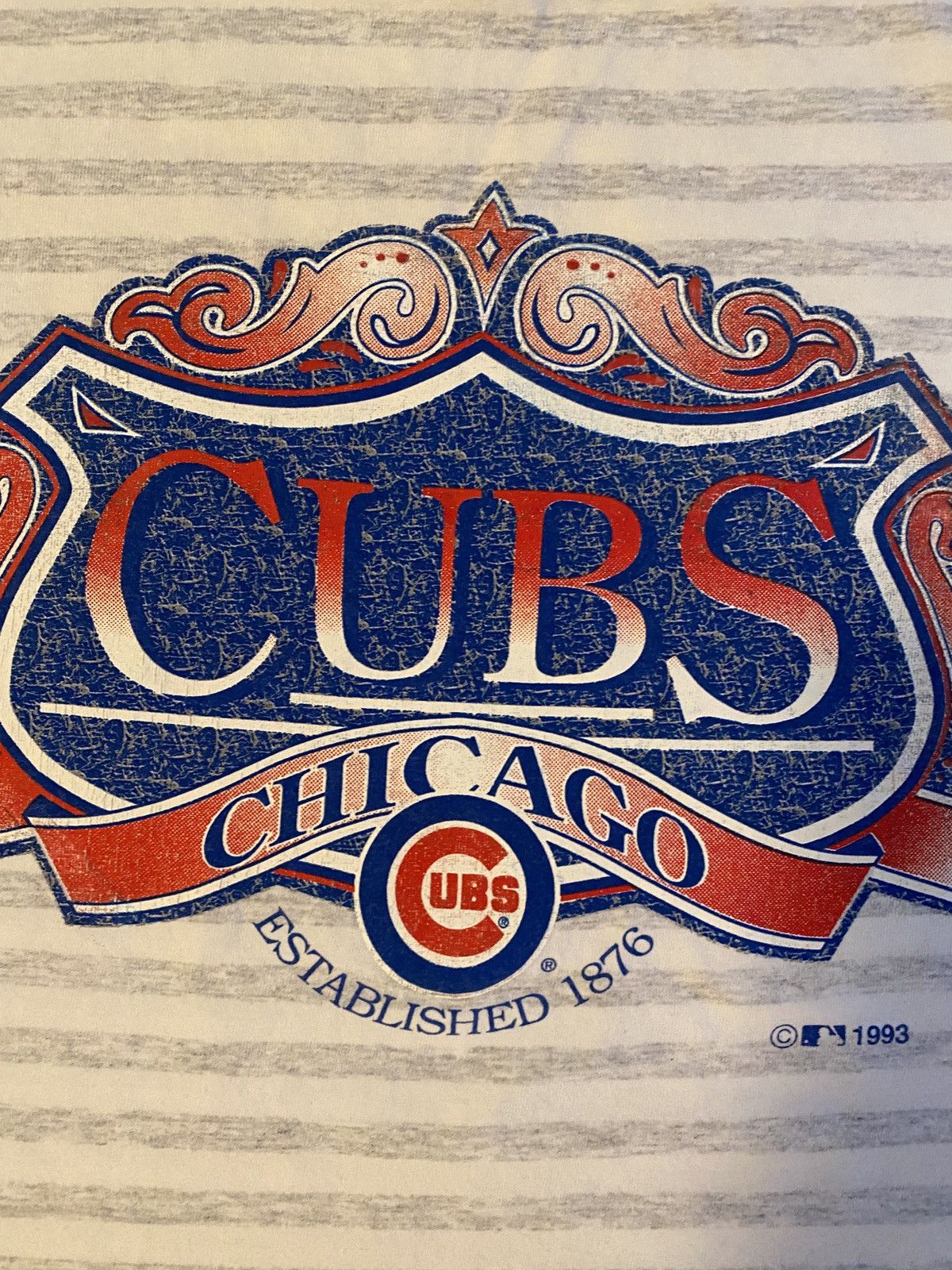 Trench USA Vintage 1993 90s Chicago Cubs Single Stitch Striped Tee Size US L / EU 52-54 / 3 - 10 Thumbnail