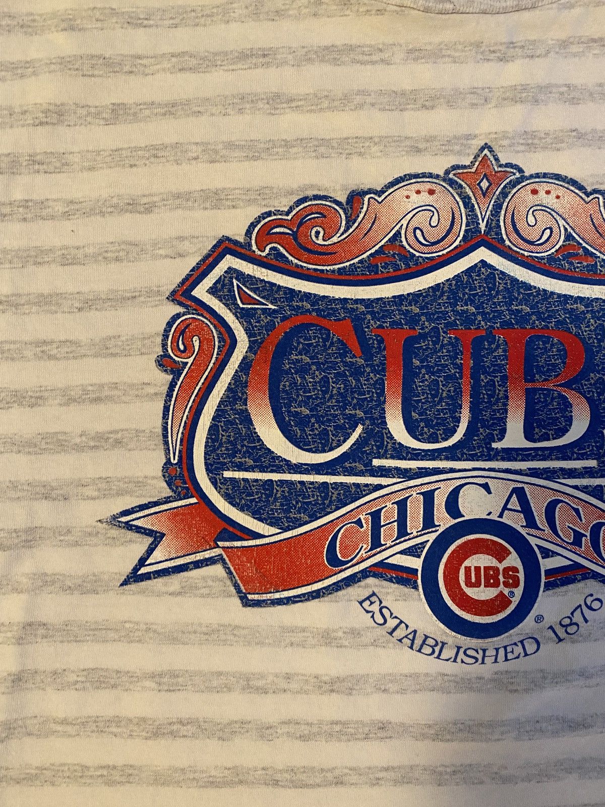 Trench USA Vintage 1993 90s Chicago Cubs Single Stitch Striped Tee Size US L / EU 52-54 / 3 - 9 Thumbnail