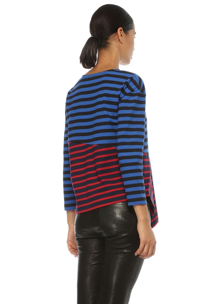 Stella McCartney STELLA MCCARTNEY asymmetric striped cotton t-shirt 38 4 Size XS / US 0-2 / IT 36-38 - 3 Thumbnail